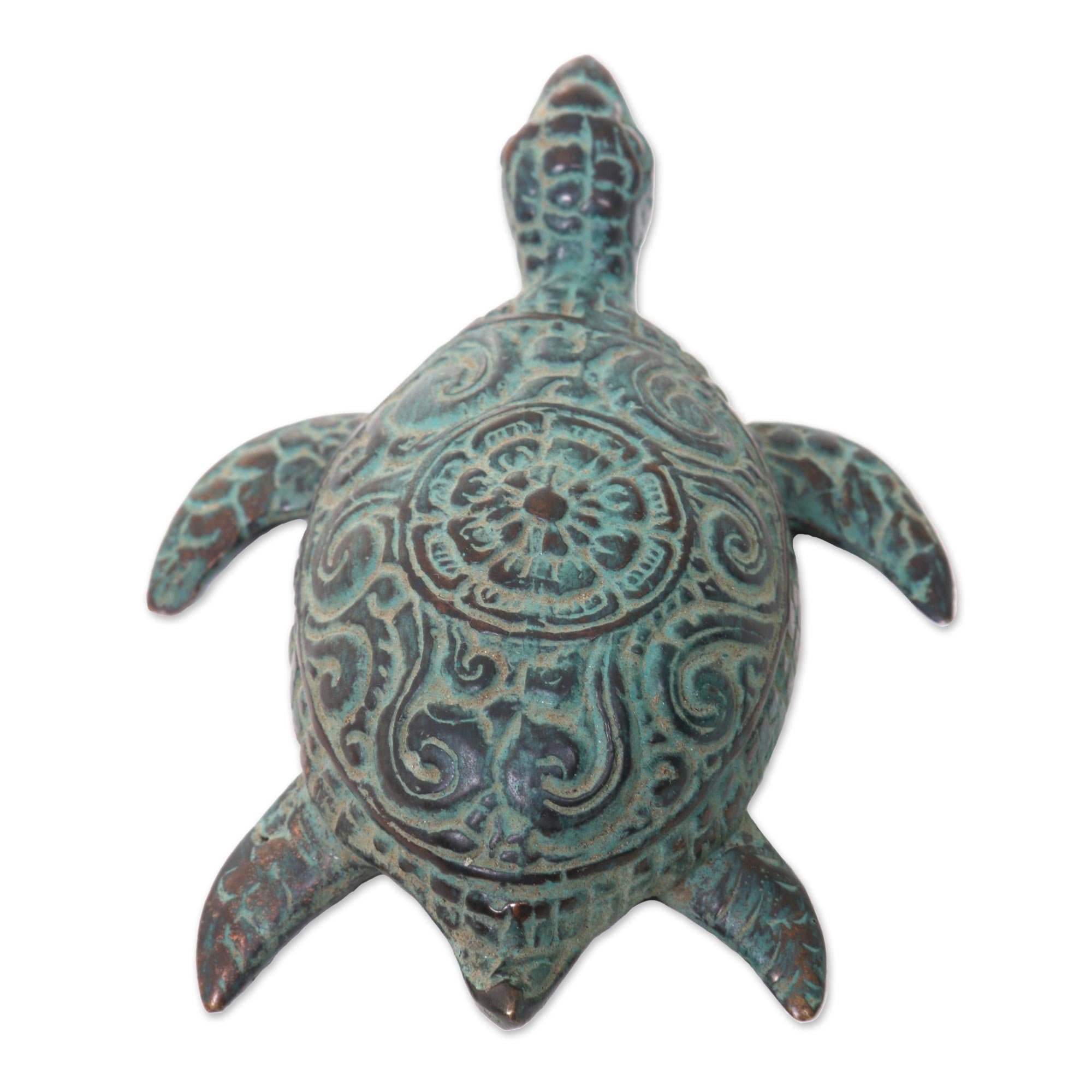 Premium Green Turtle Bronze Sculpture – Handcrafted Artisan Decor