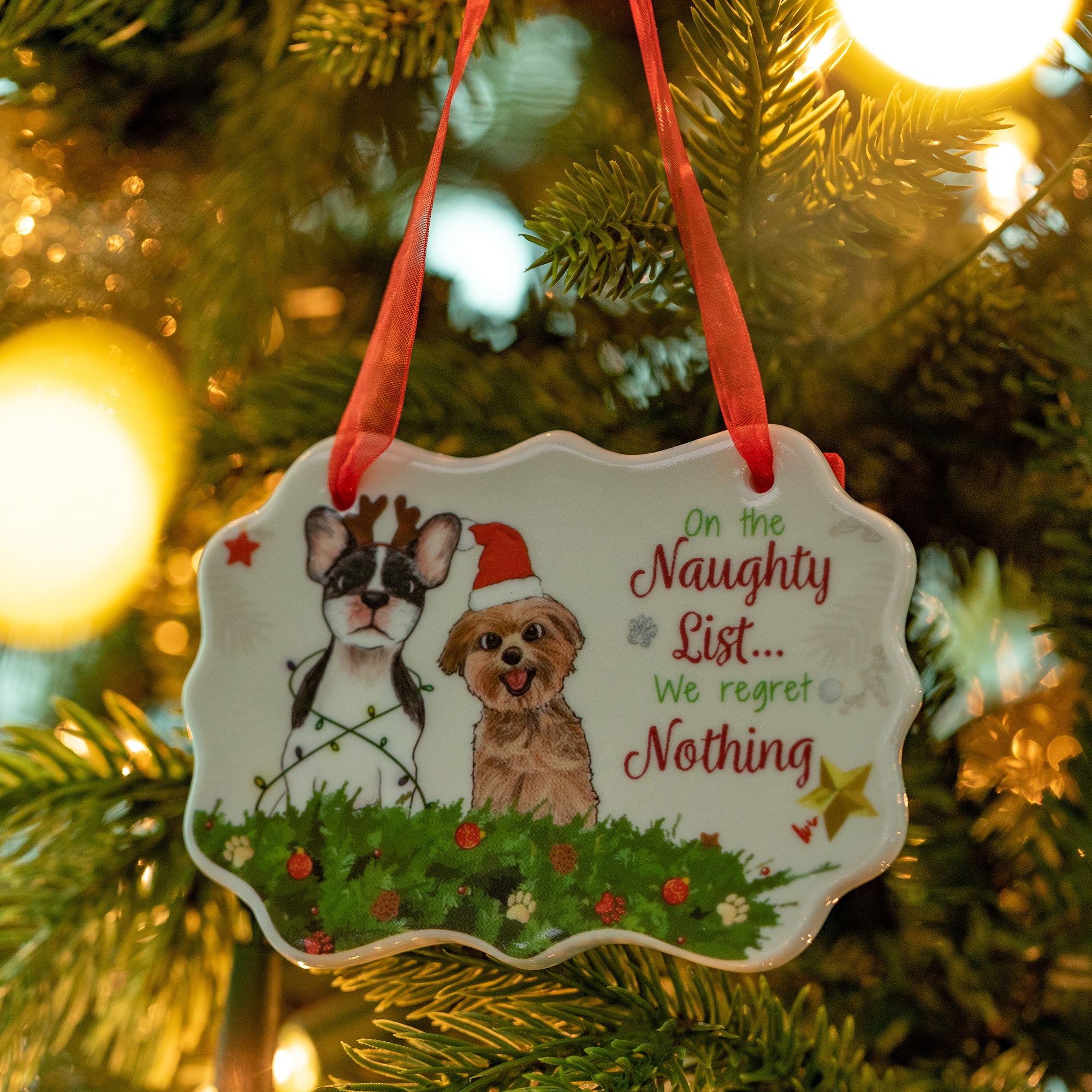 Premium Naughty List Christmas Ornament for Pet Lovers