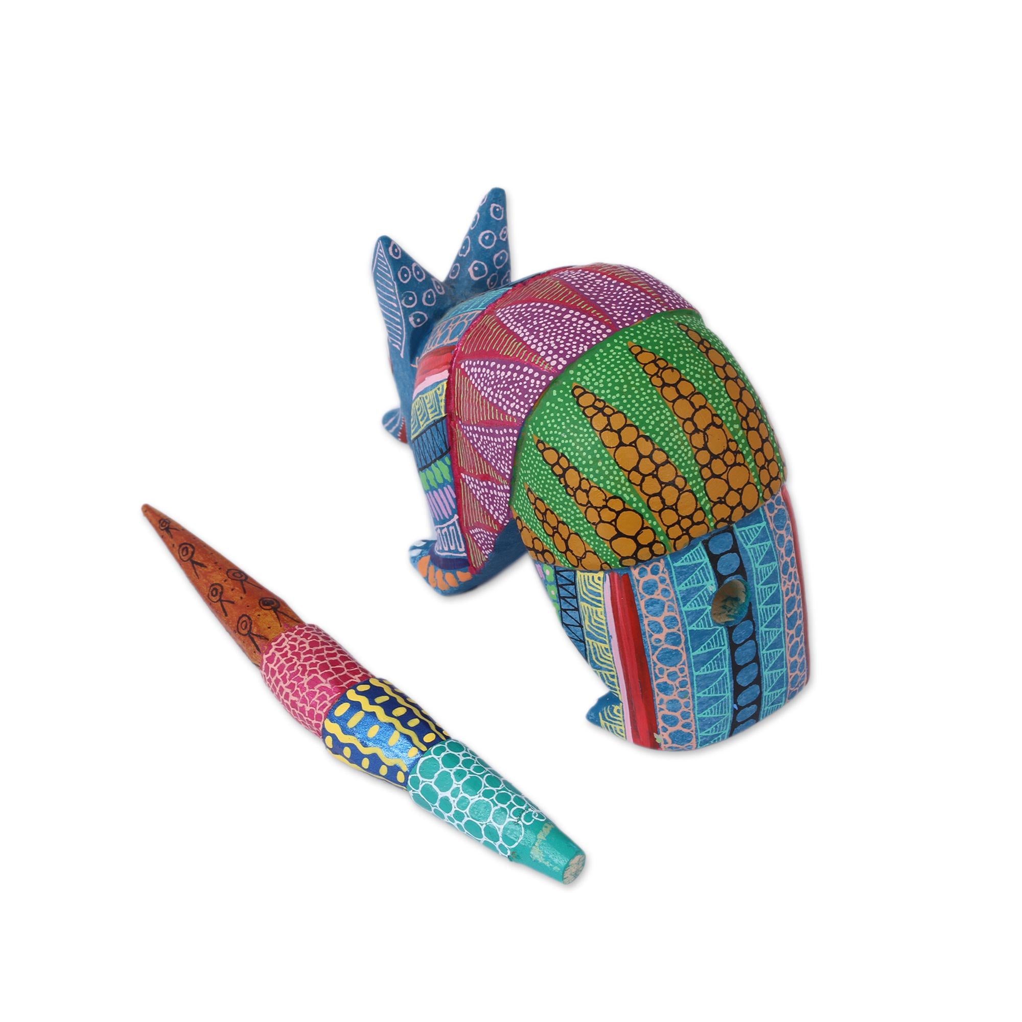 Premium Handcrafted Alebrije Armadillo Figurine - Copal Wood Art Piece