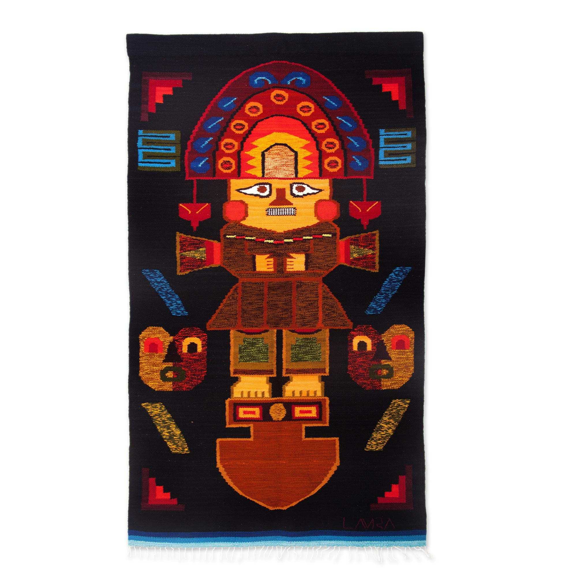 Premium Tumi Axe Handwoven Wool Rug - Inca-Inspired Design from Peru