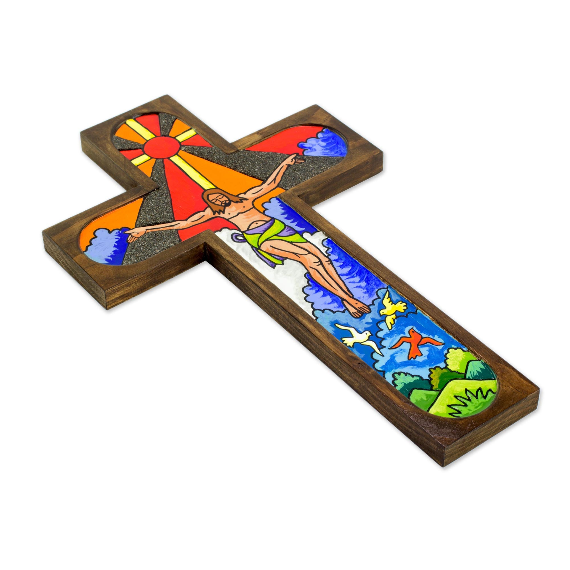 Premium Hand-Painted Wooden Crucifix: The Splendor of Jesus