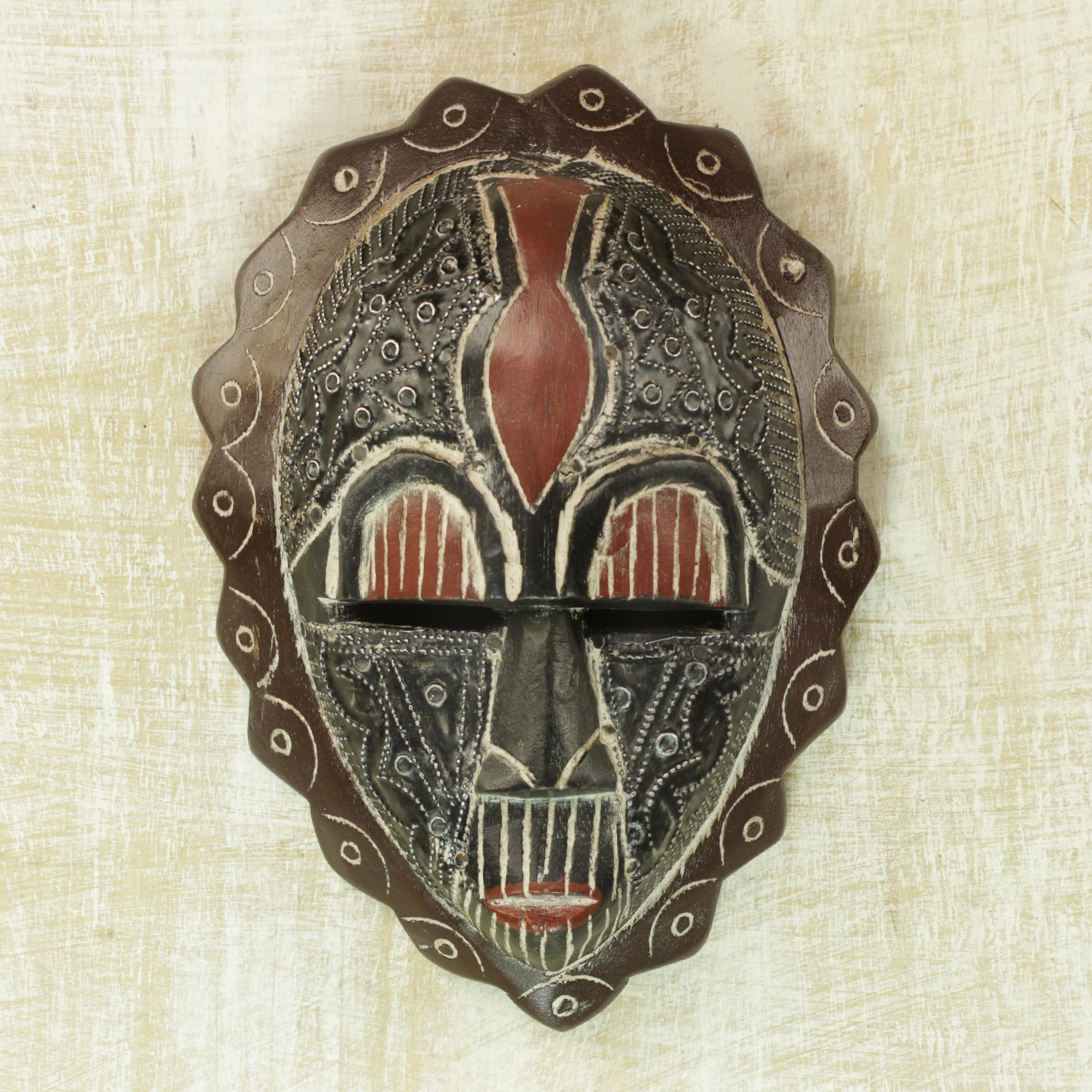 Premium Anigye Ghanaian Sese Wood Wall Mask - Handcrafted Happiness