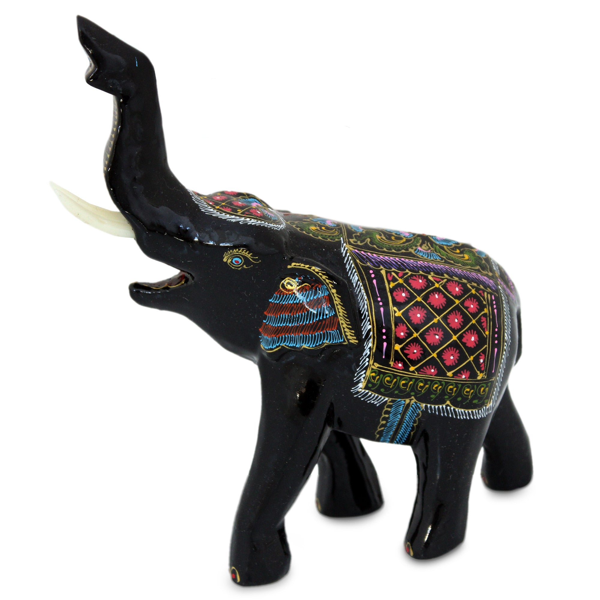 Premium Happy Elephant Rain Tree Wood Sculpture - Handcrafted in Thailand
