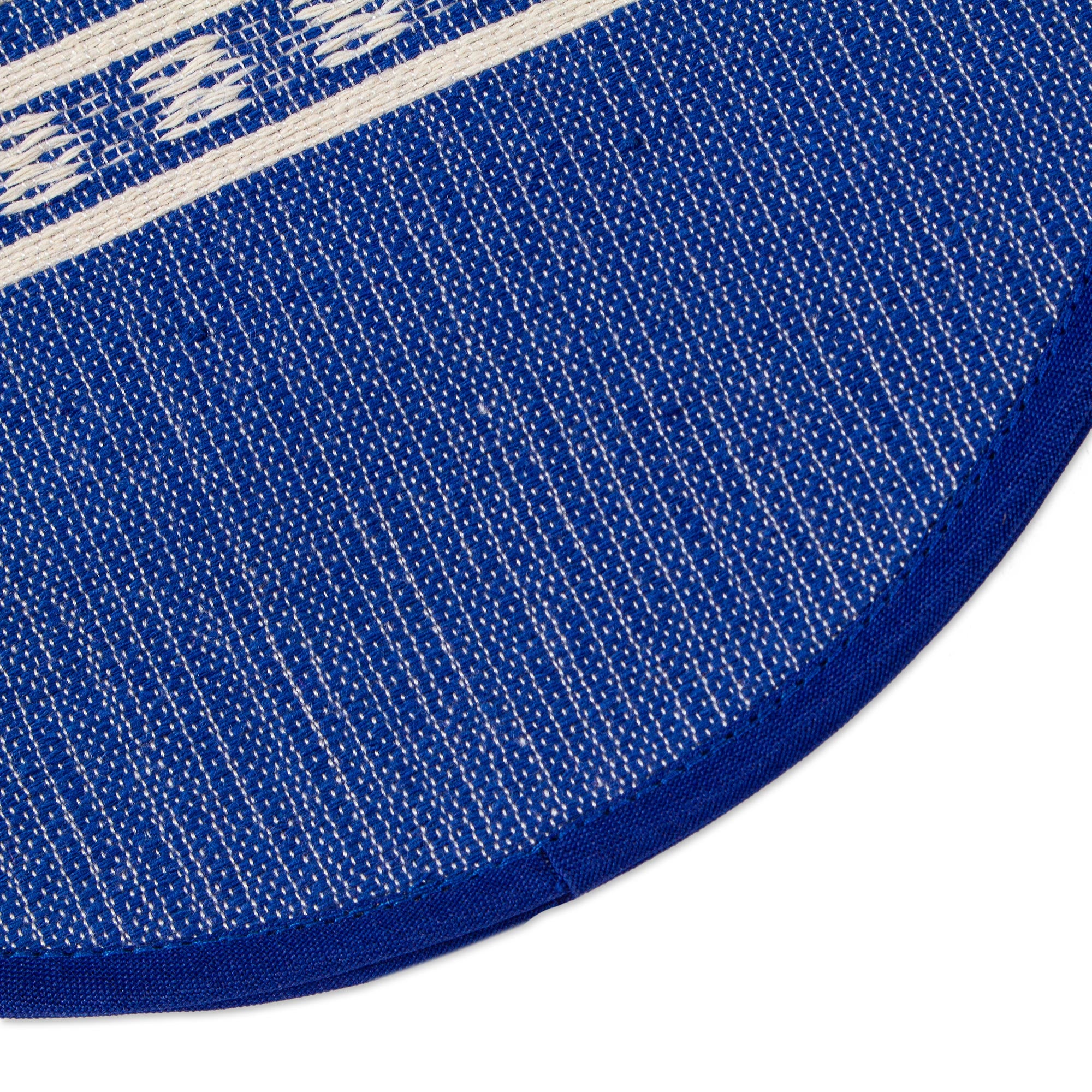 Premium Handwoven Mexican Cotton Tortilla Warmer - Blue & Ivory