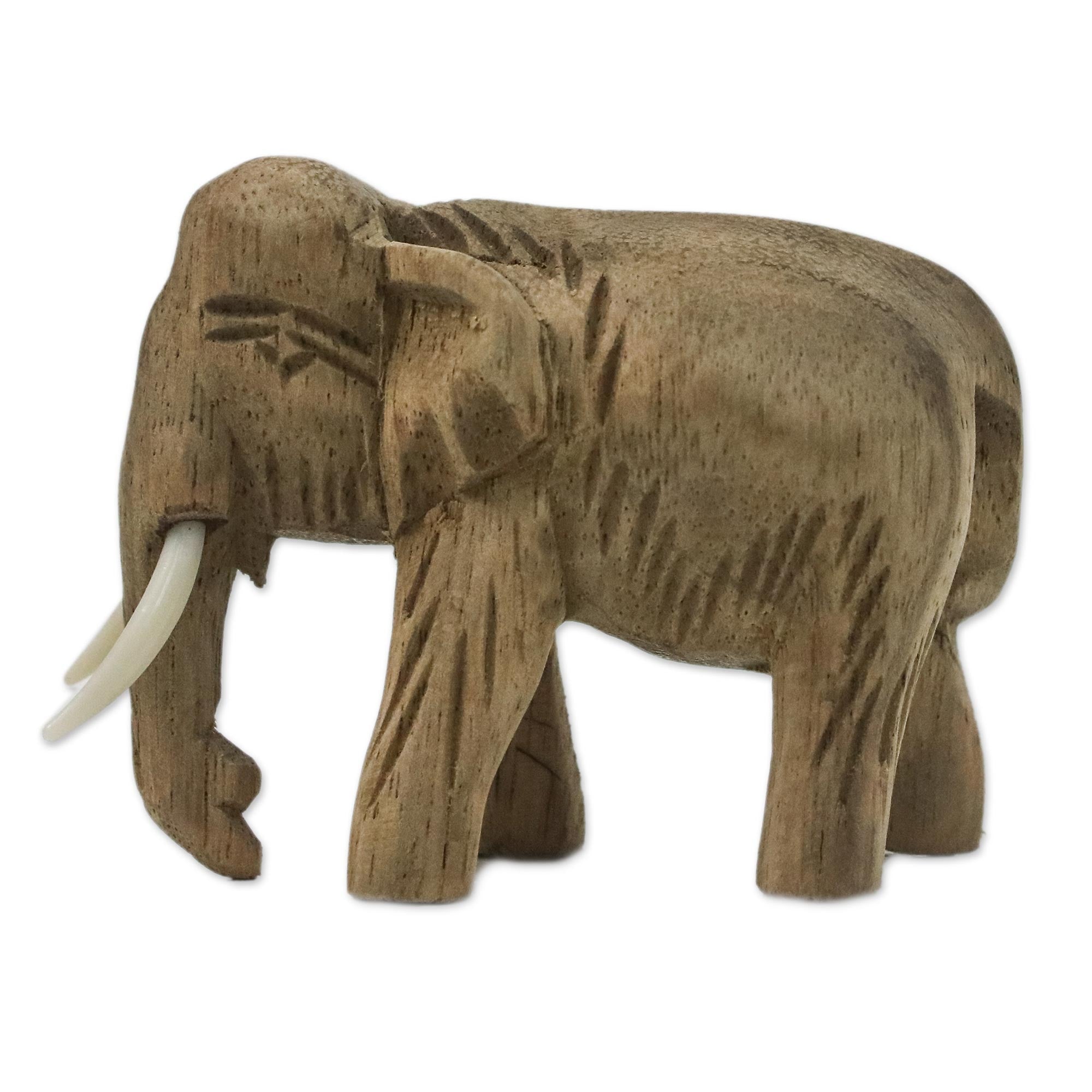 Premium Handcrafted Elephant Sculpture - Brown Wood Art