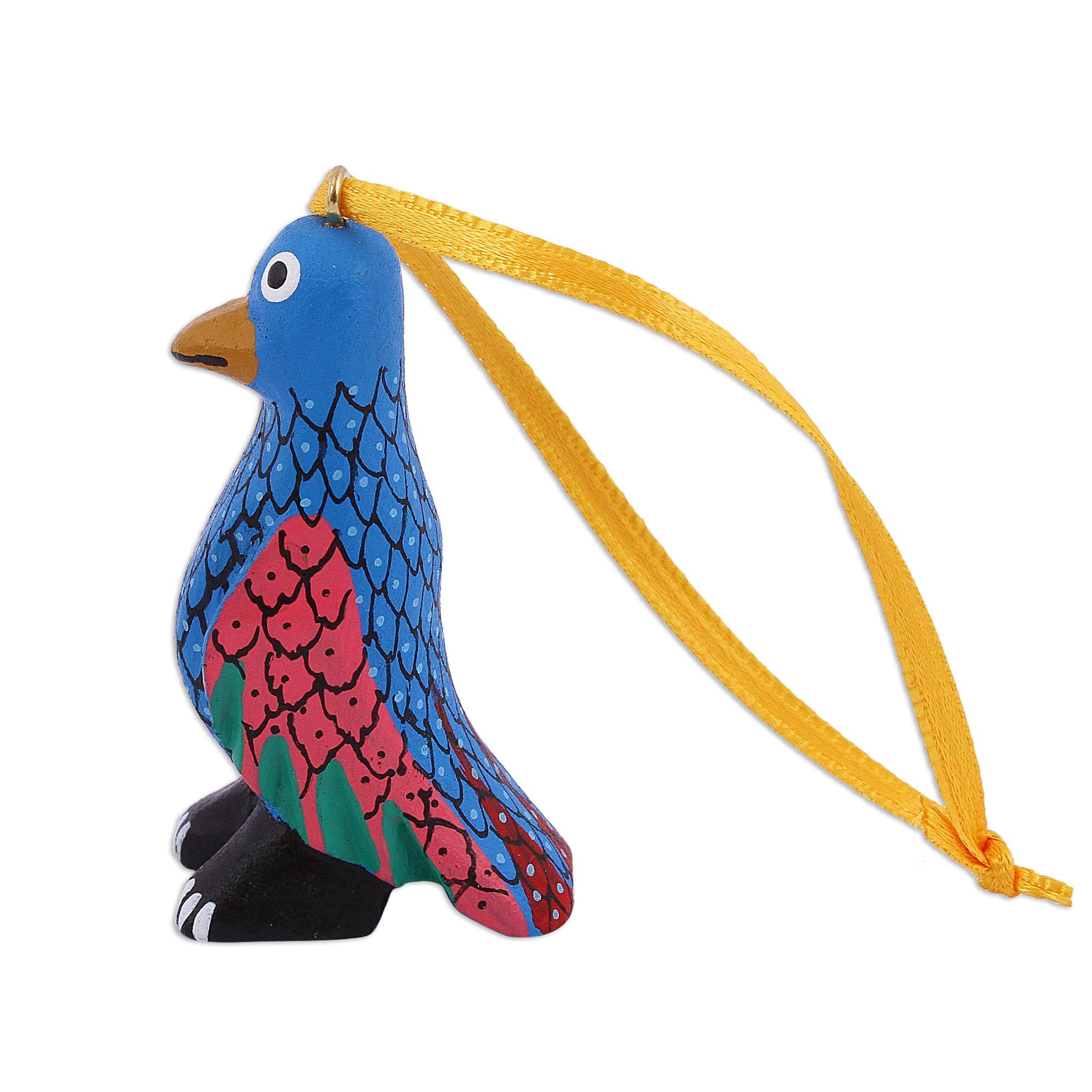 Premium Hand-Crafted Sweet Penguins Wood Alebrije Ornaments - Set of 5 from Mexico