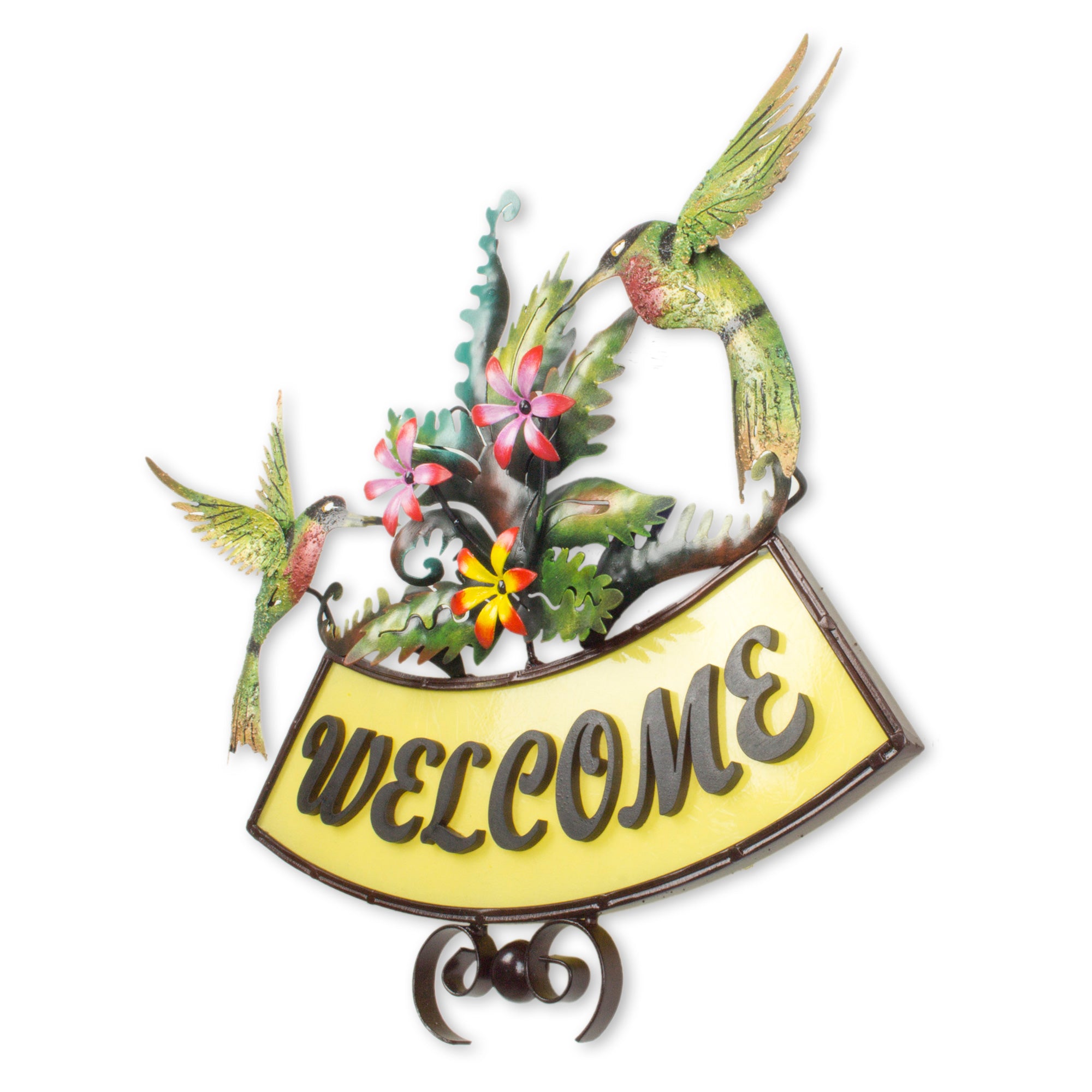Premium Handcrafted Welcome Sign with Hummingbirds & Flowers - Ultimate Outdoor Decor
