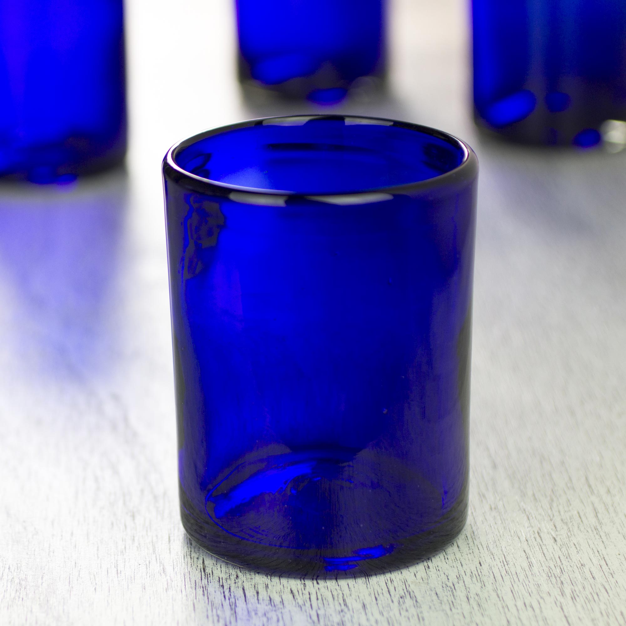 Premium Handblown Cobalt Blue Glass Tumblers - Set of 6 (Mexico)