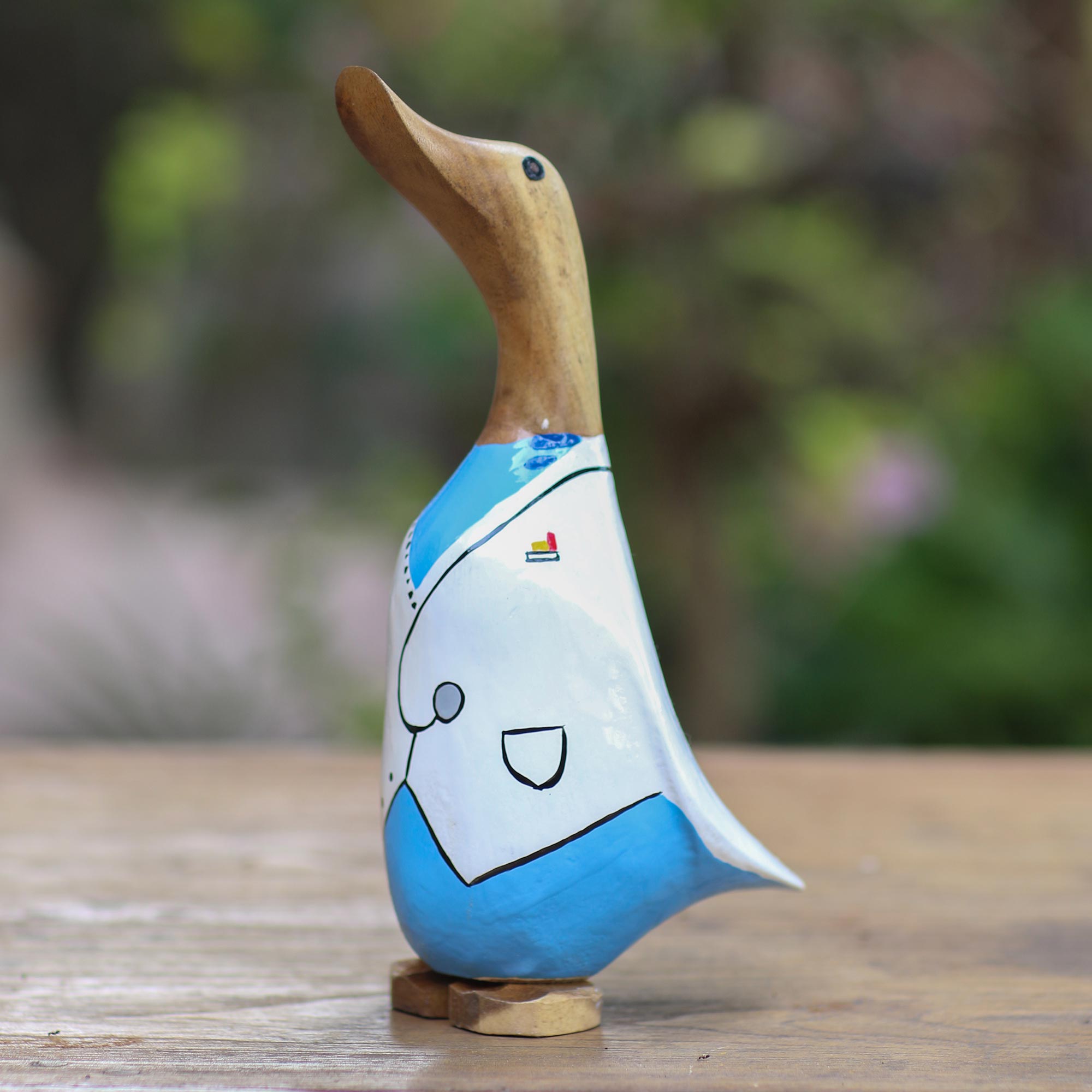 Premium Hand-Painted Doctor Duck Wooden Statue - Unique Home Decor