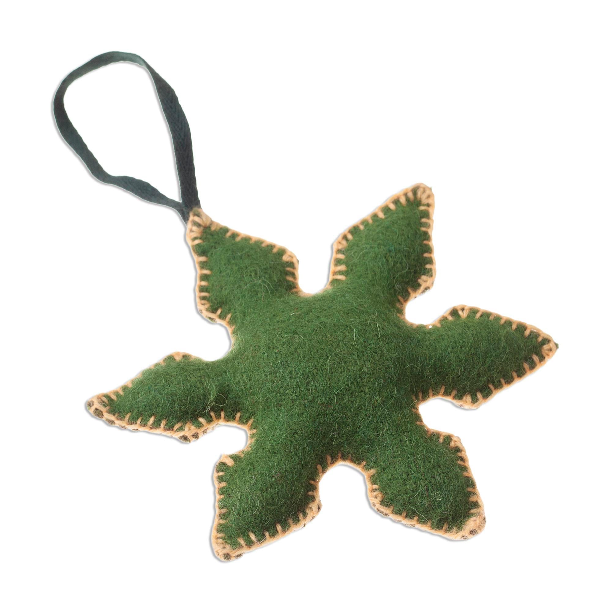 Premium Handcrafted Peruvian Wool Snowflake Ornaments - Set of 3