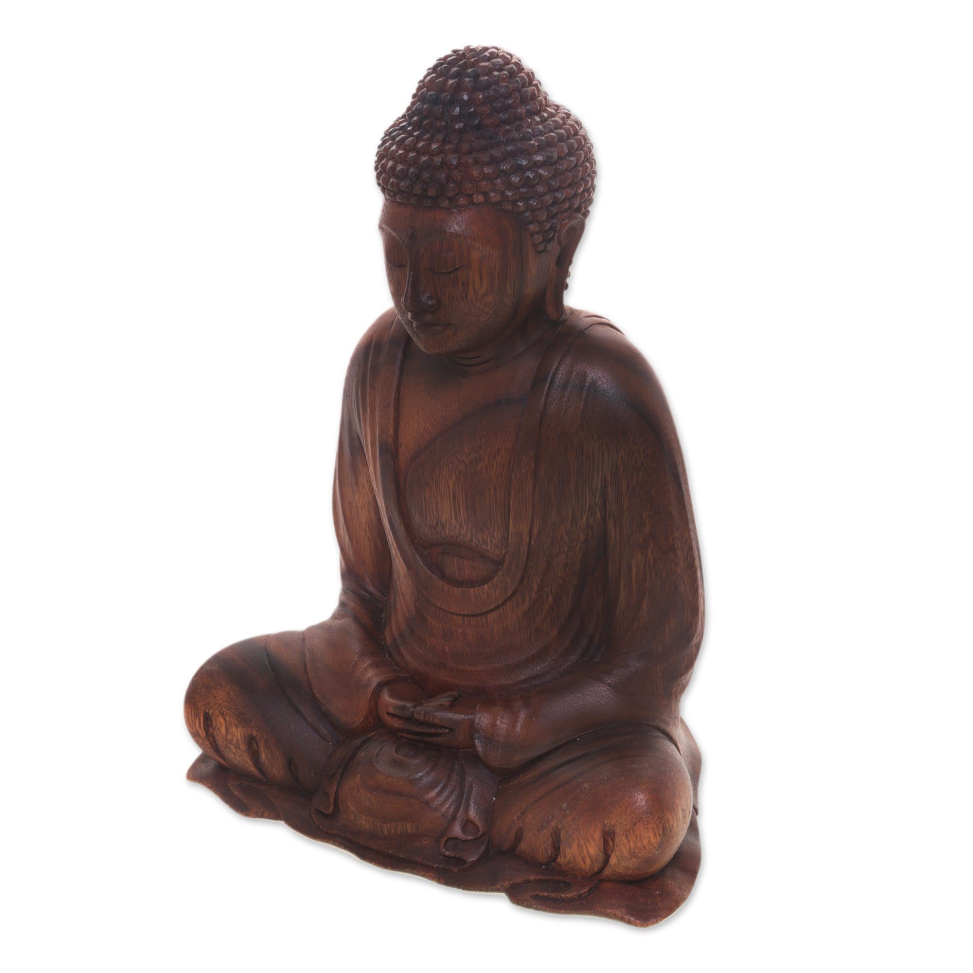 Premium Serenity Buddha Statue - Handcrafted Suar Wood Meditation Art Piece