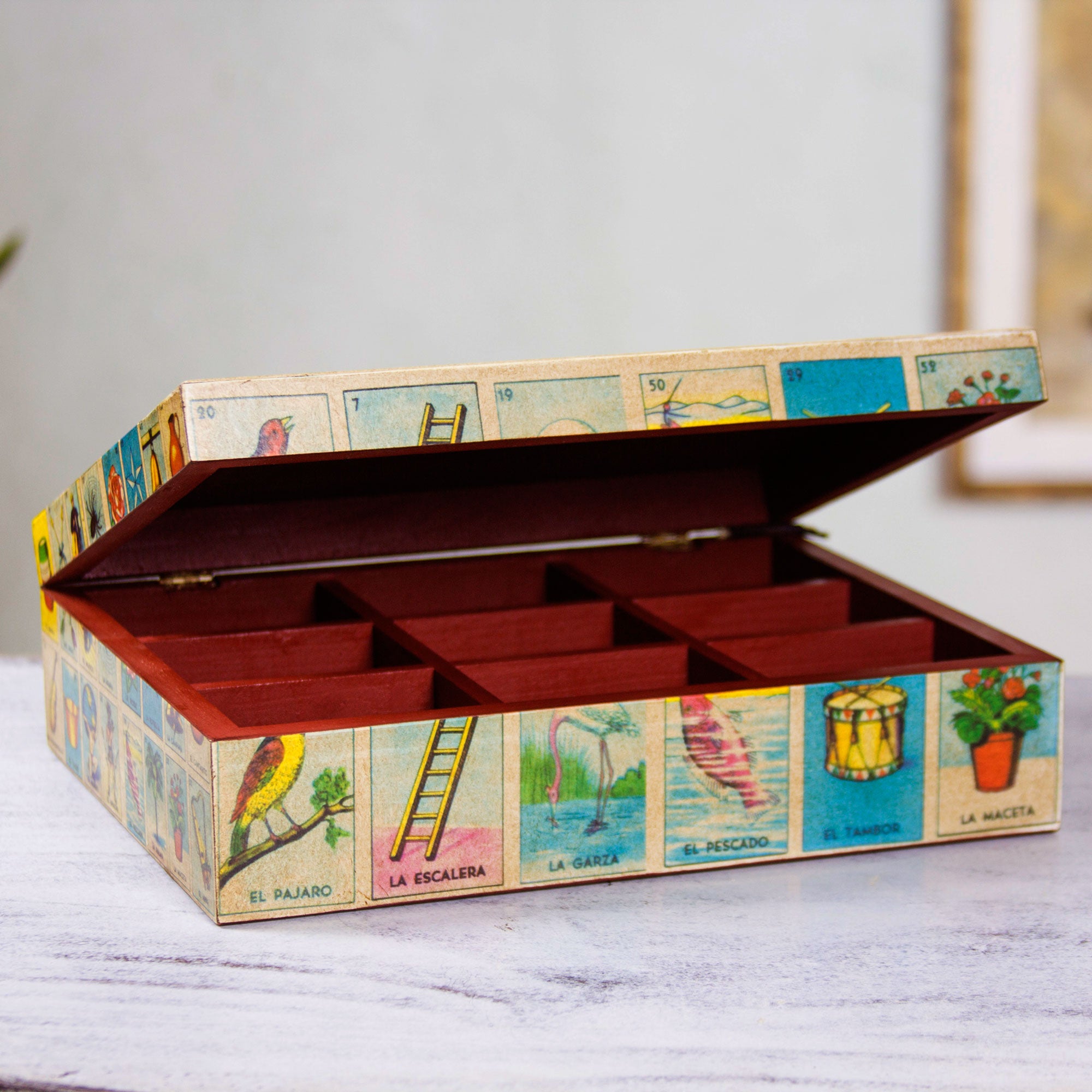 Premium Mexican Loteria Bingo Decoupage Wooden Decorative Box