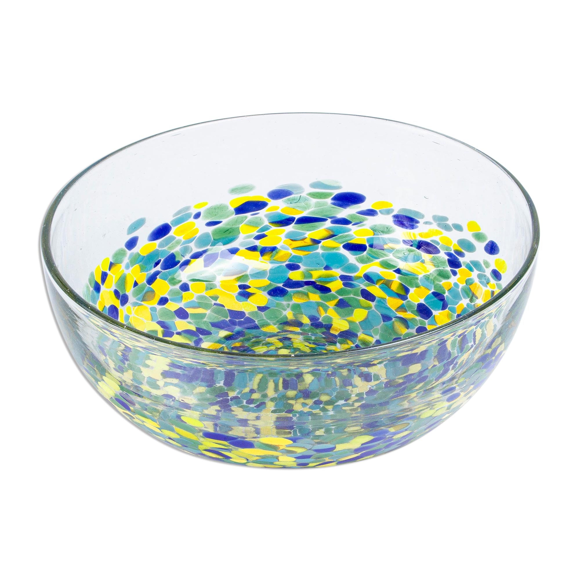Premium Tropical Confetti Recycled Glass Serving Bowl - Handcrafted in Mexico