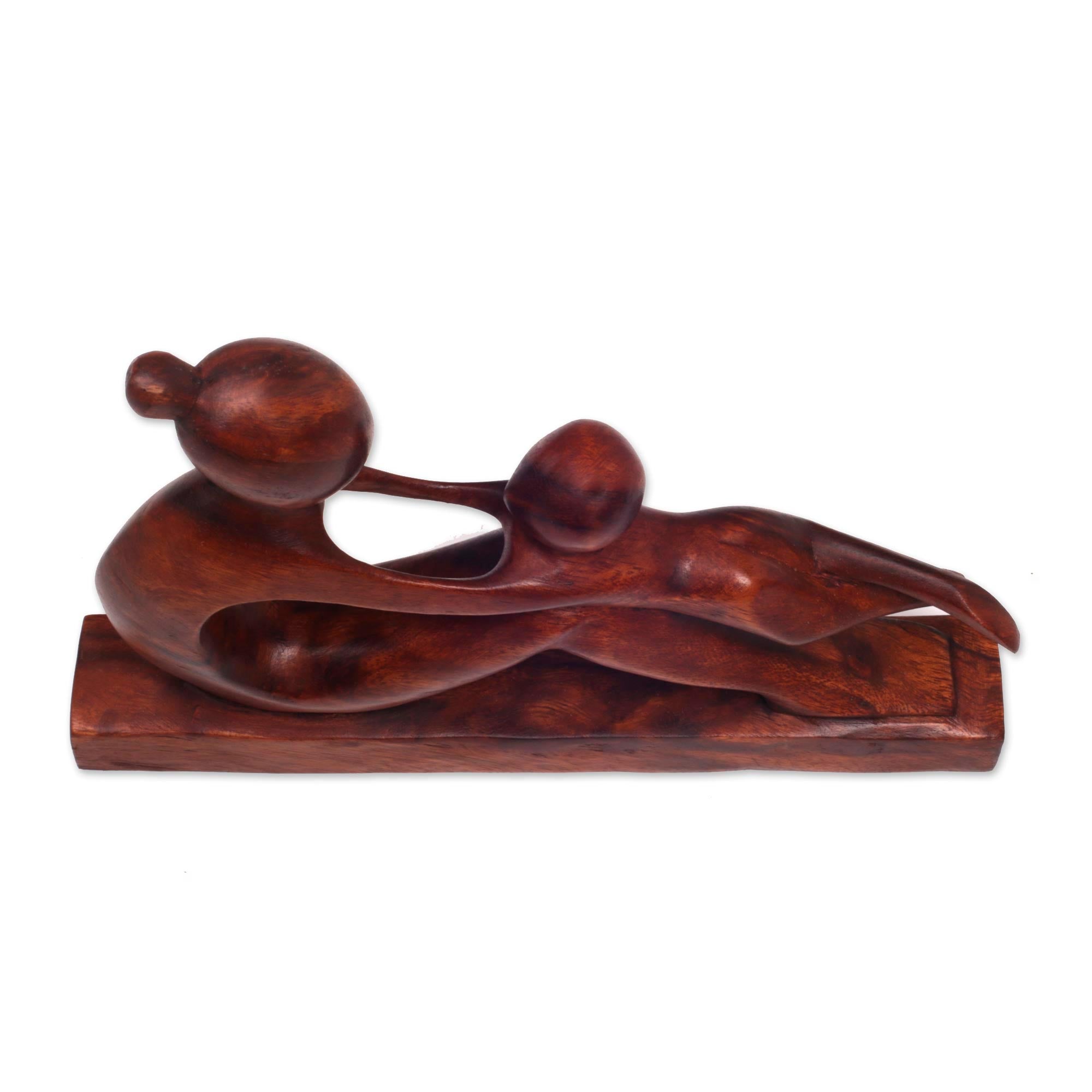 Premium Hand-Carved Mother & Child Wood Sculpture