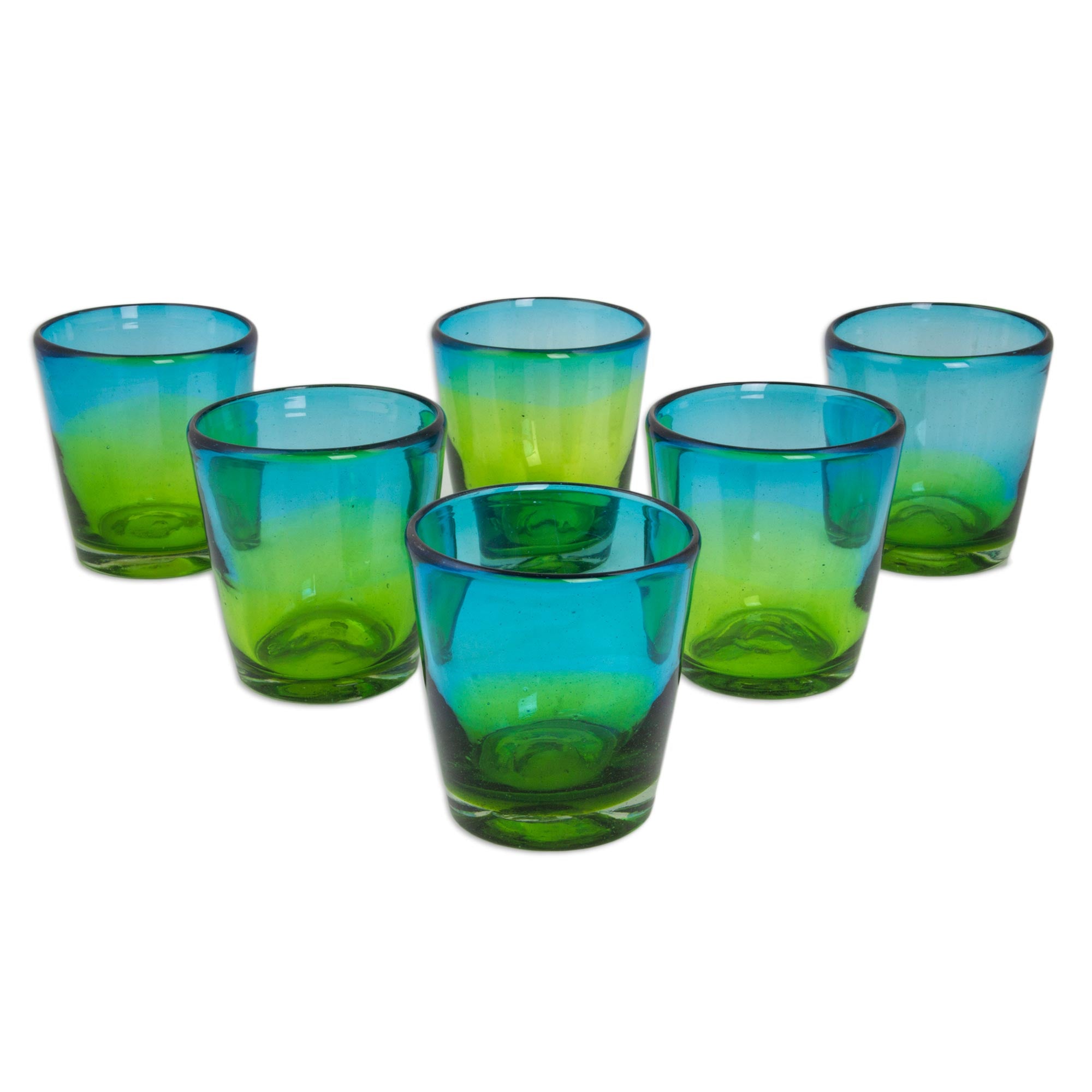 Premium Hand-Blown Aurora Tapatia Mexican Rocks Glasses - Set of 6