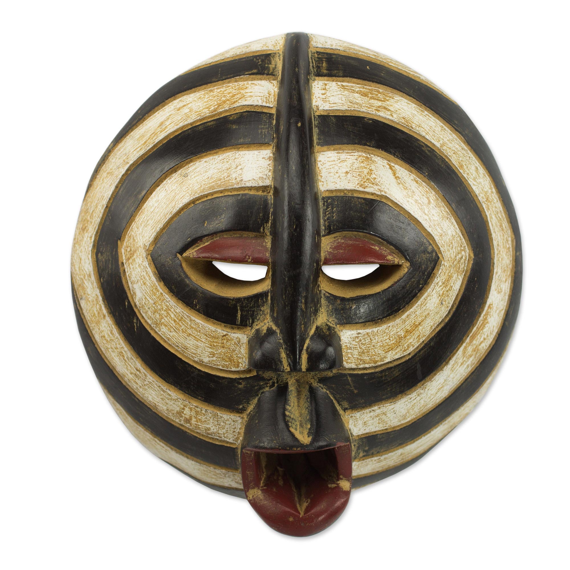 Premium Baluba Rings Hand-Carved African Wall Mask – Authentic Ghanaian Artistry