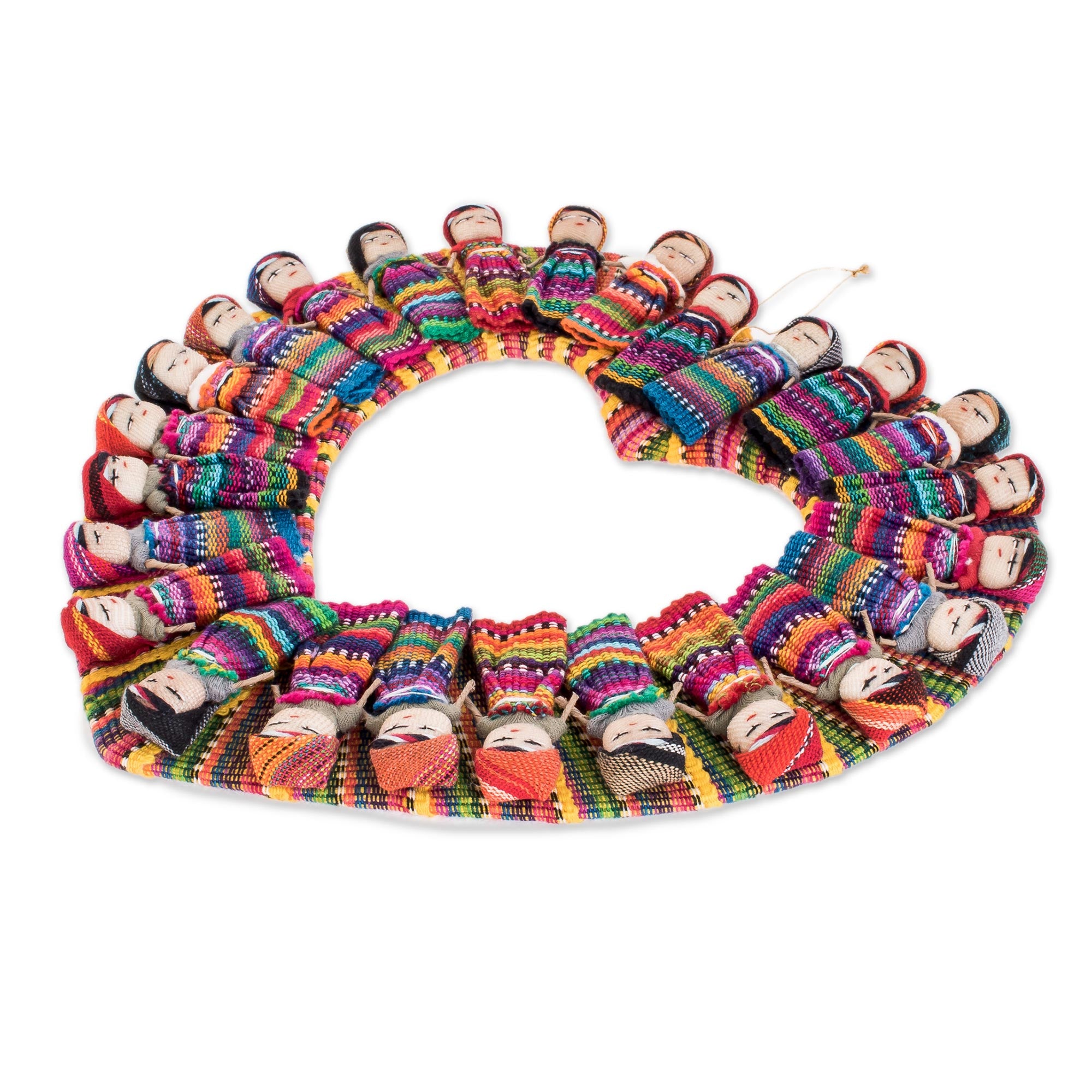 Premium Quitapena Love Heart-Shaped Worry Doll Wreath – Handcrafted in Guatemala
