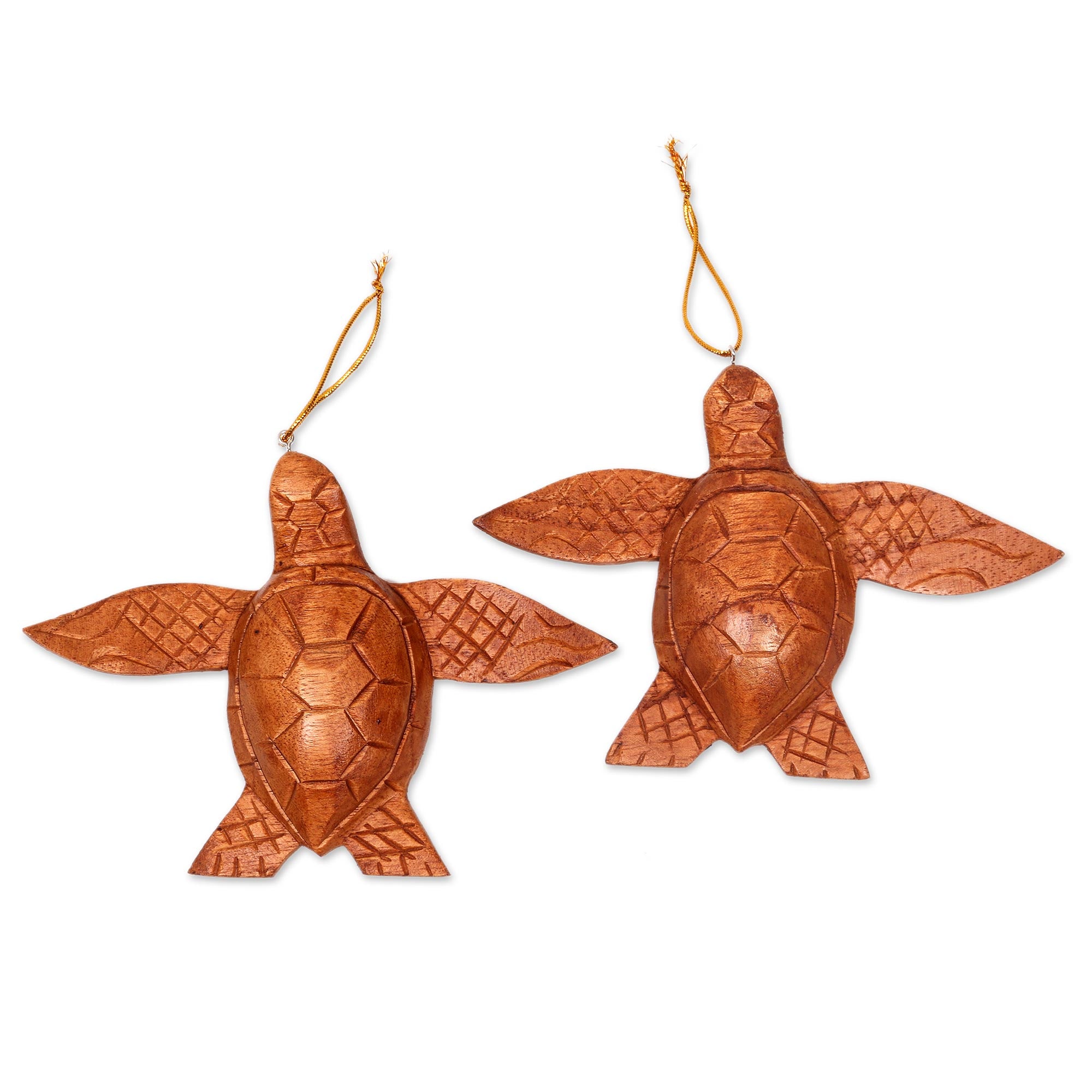 Premium Handcrafted Turtle Wood Ornaments – Set of 2, Artisan-Made in Indonesia