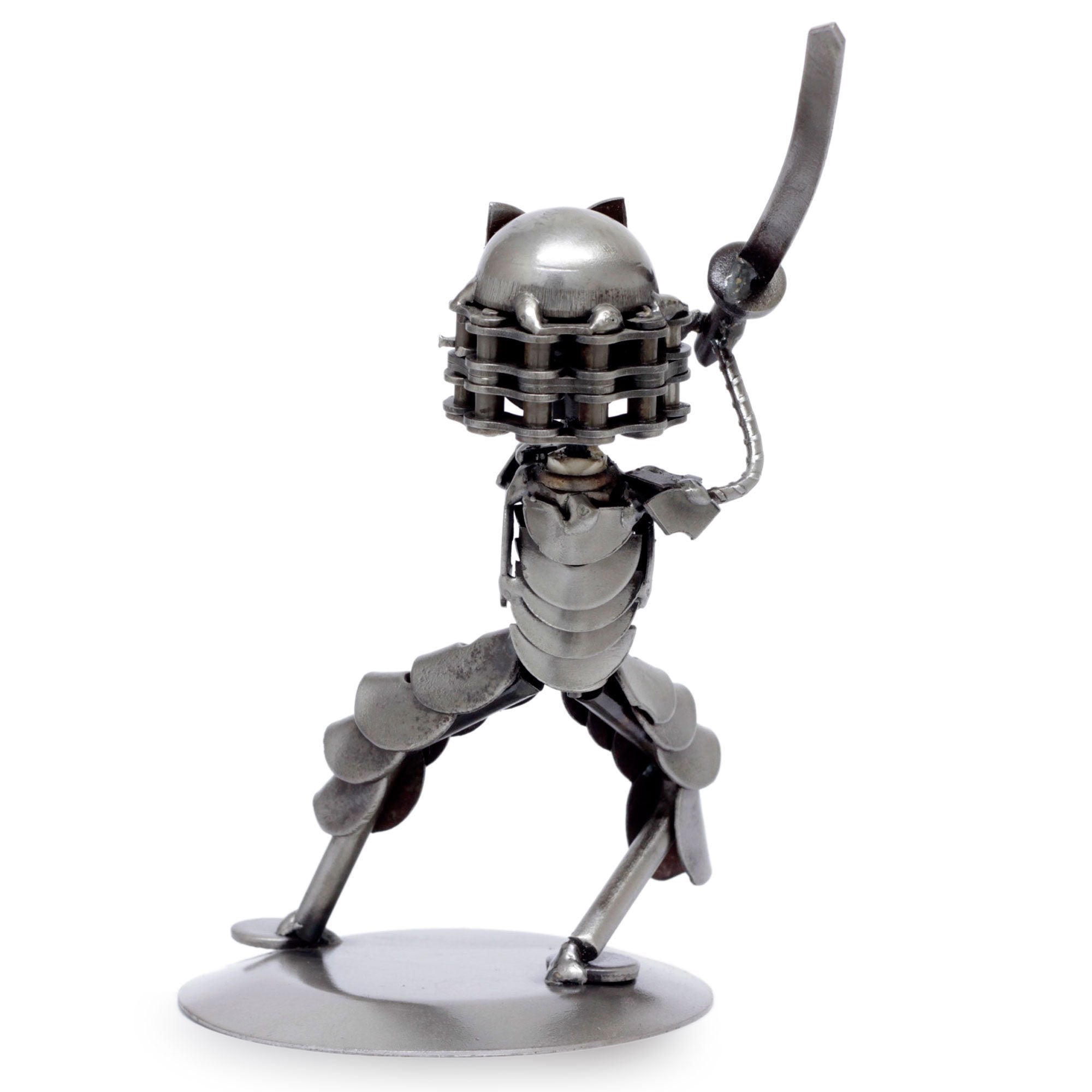Premium Rustic Samurai Metal Sculpture - Handmade Recycled Art