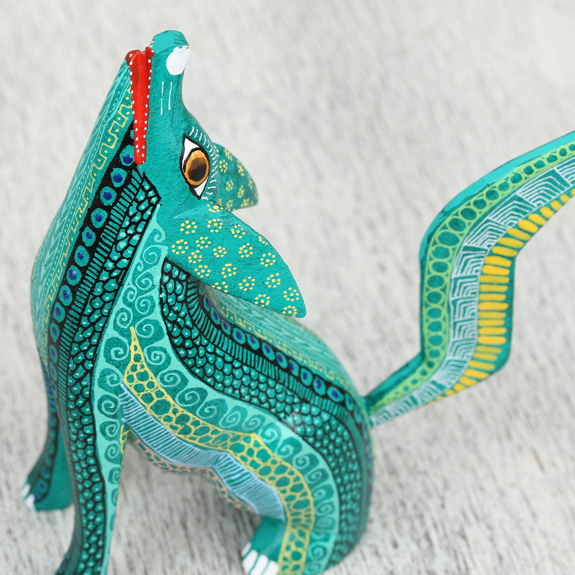Premium Handcrafted Coyote Alebrije Figurine - Vibrant Copal Wood Art Piece