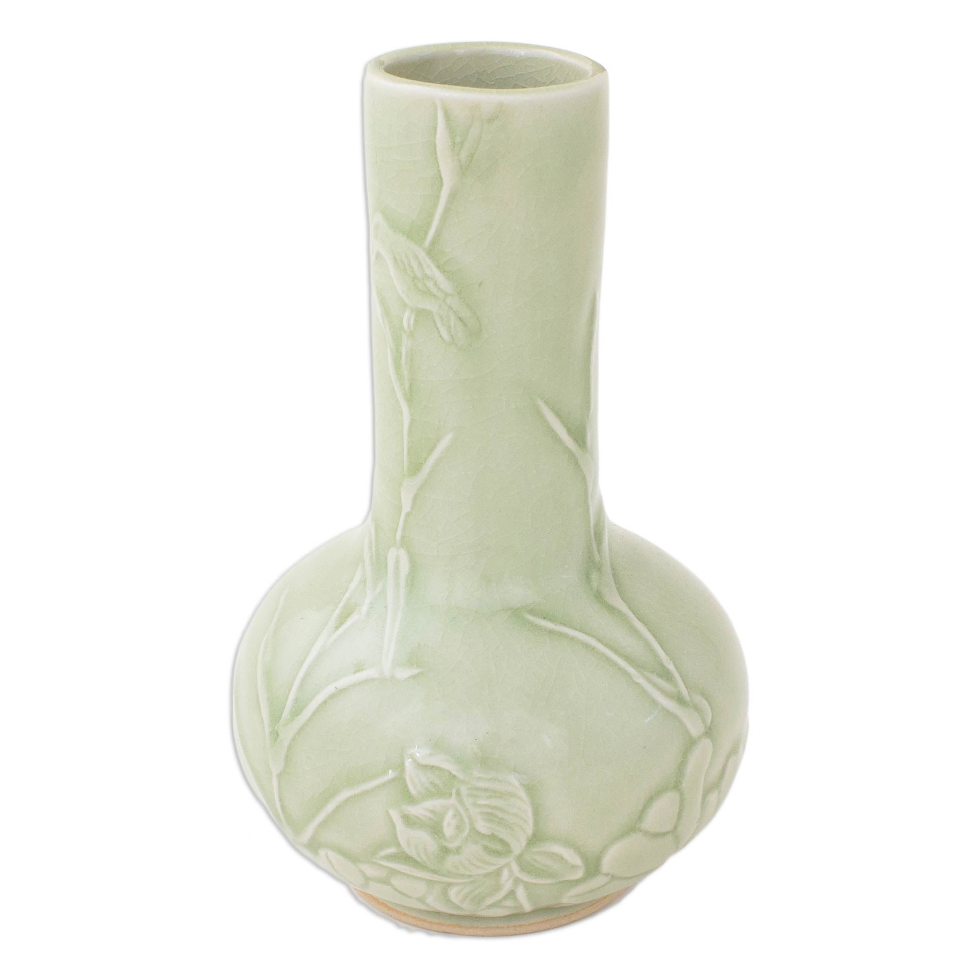 Premium Tranquility Thai Ceramic Vase - Nature-Inspired Handcrafted Green Home Decor