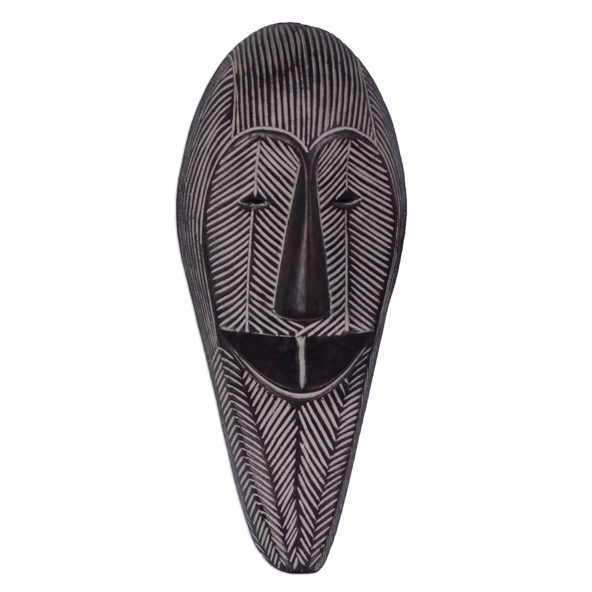 Premium Hand-Carved African Wall Mask: Smiling Woman by Salihu Ibrahim