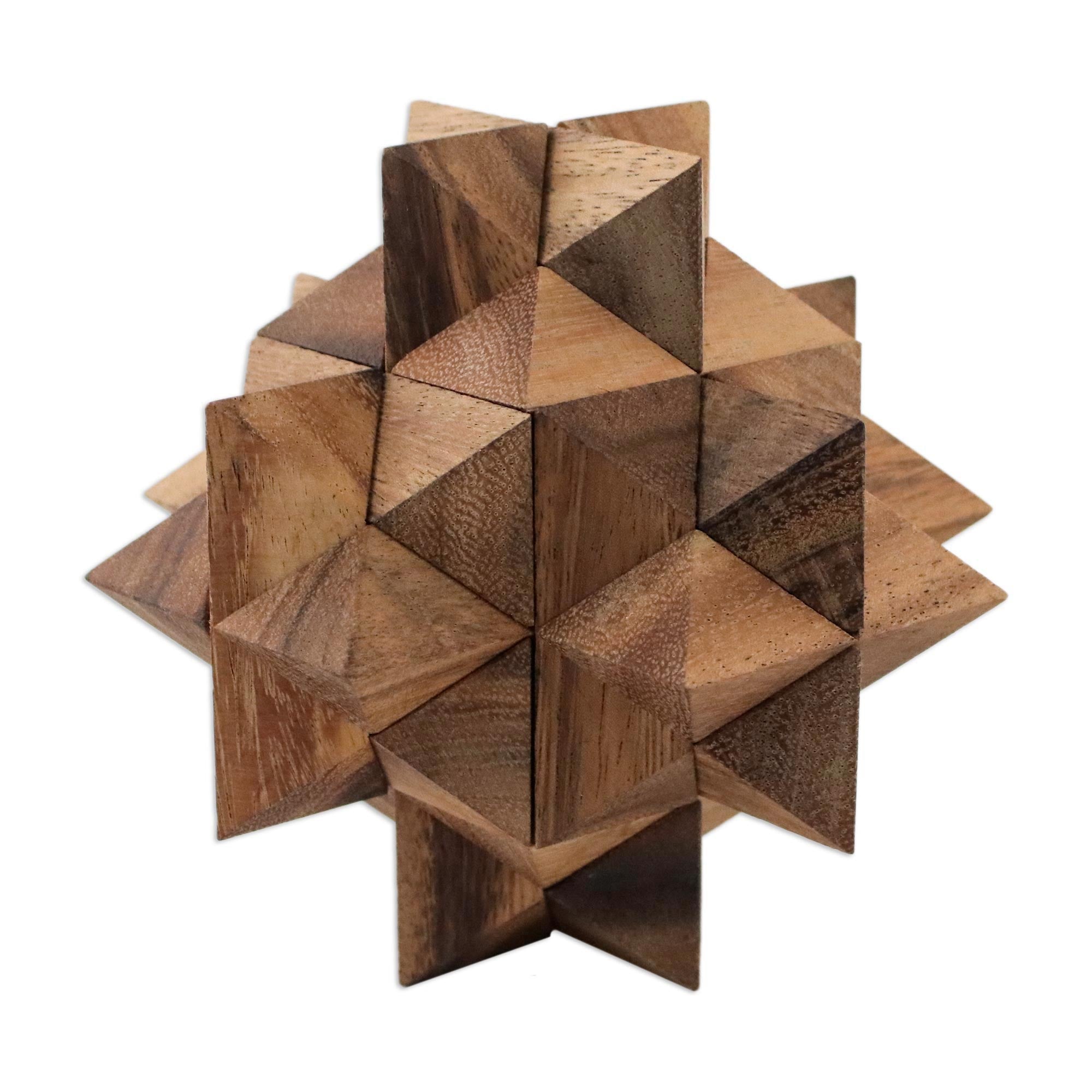 Premium 3D Star Puzzle - Handcrafted Raintree Wood from Thailand