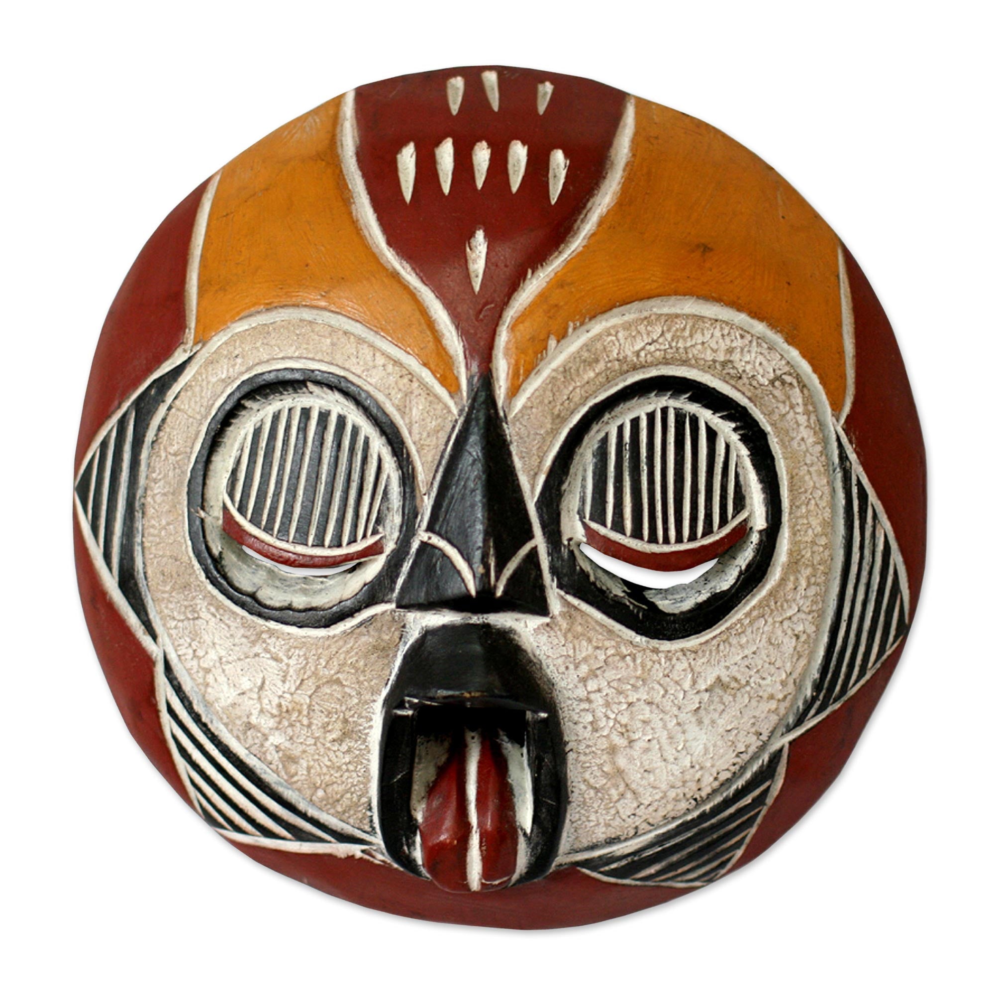 Premium Ogya Fire Mask - Handcrafted African Wood Art