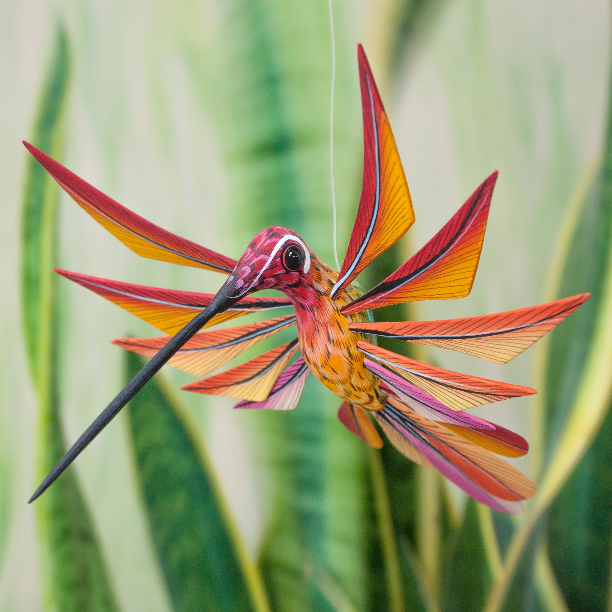 Premium Handcrafted Multi-Color Hummingbird Alebrije Sculpture - Oaxacan Folk Art