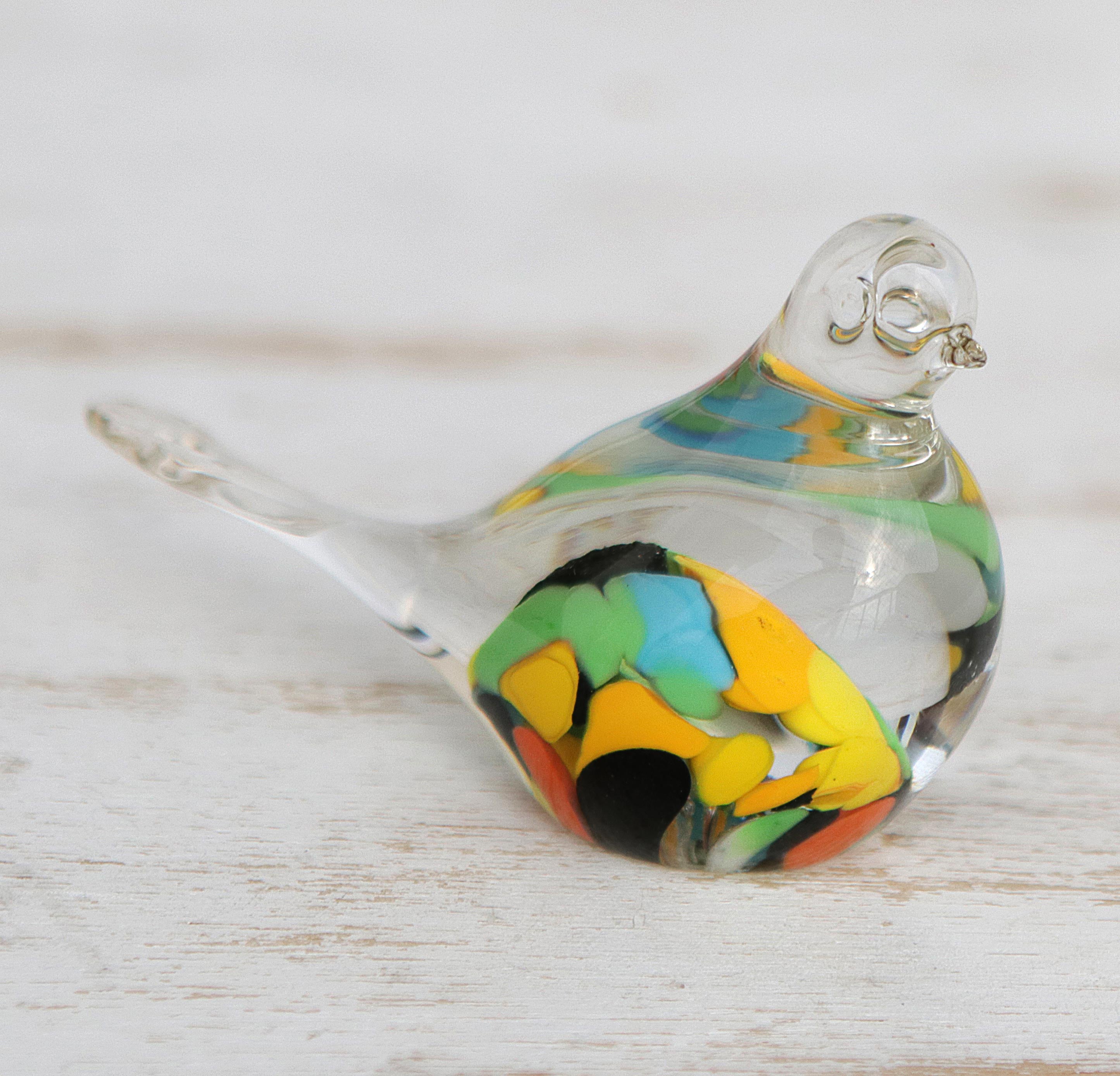 Premium Confetti Canary Handblown Art Glass Paperweight - Ultimate Desk Decor
