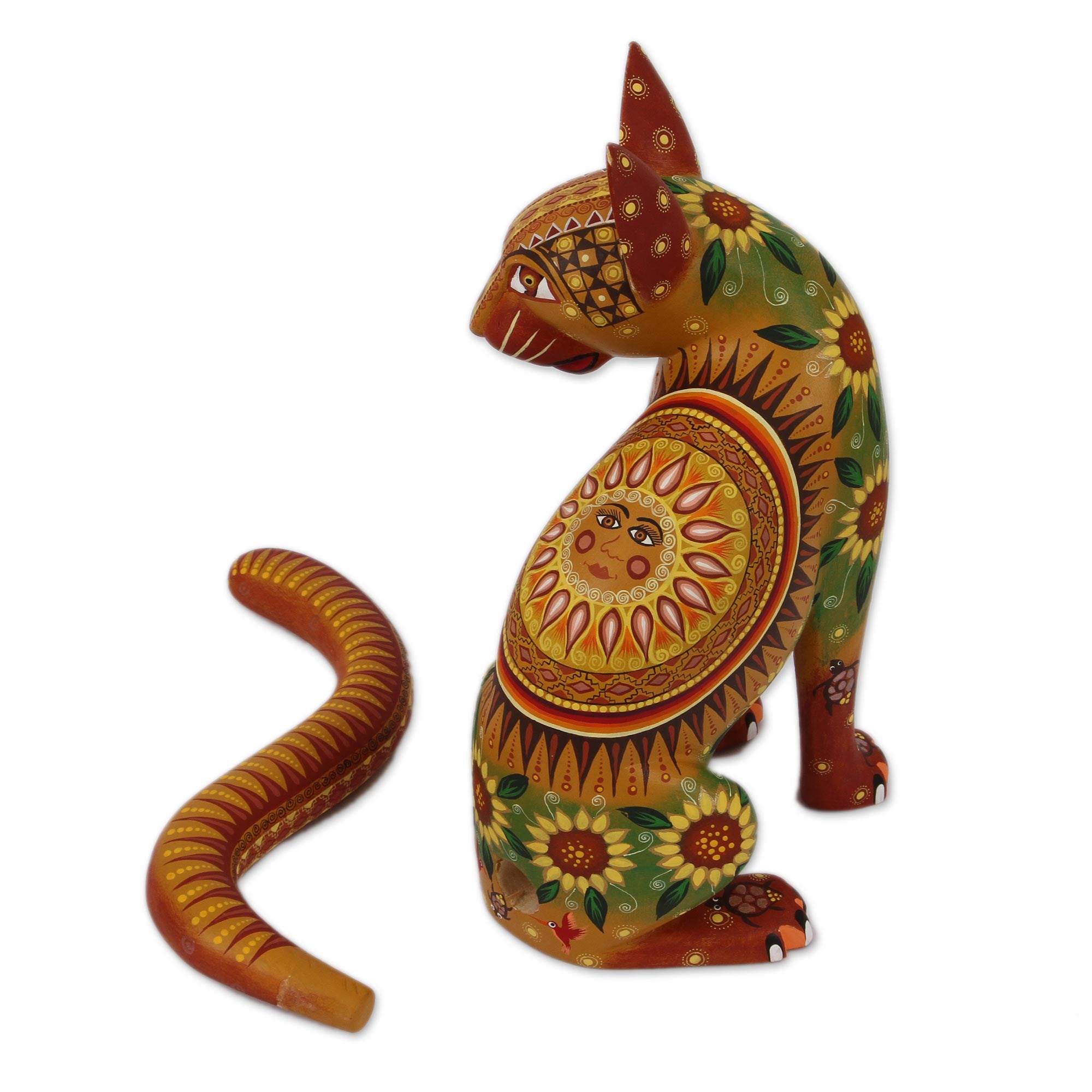 Premium Mystical Cat Alebrije Sculpture – Handcrafted Oaxacan Folk Art