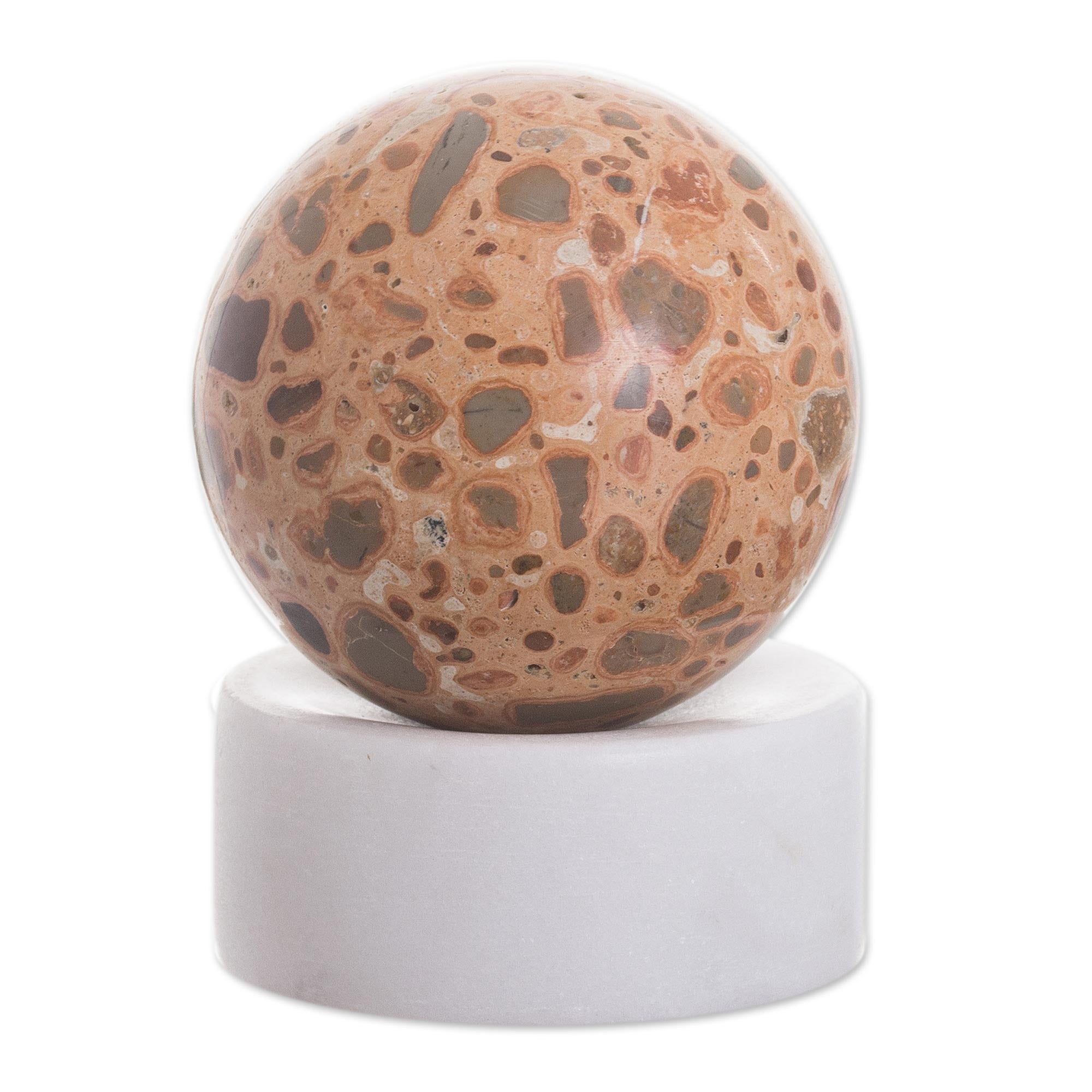 Premium Leopardite Planet Gemstone Figurine – Handcrafted Modern Art Piece