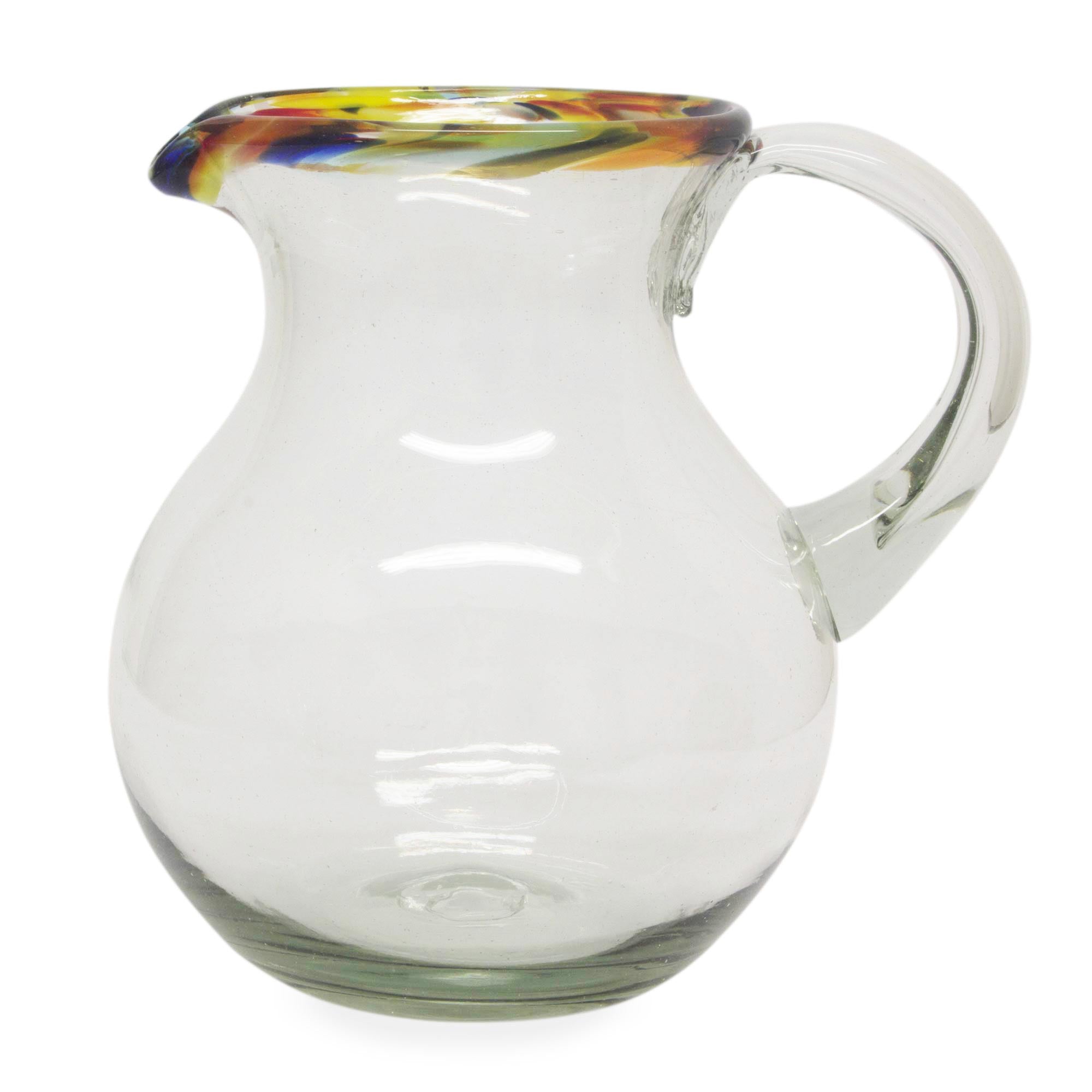 Premium Confetti Path Handcrafted Mexican Glass Pitcher - 84 oz