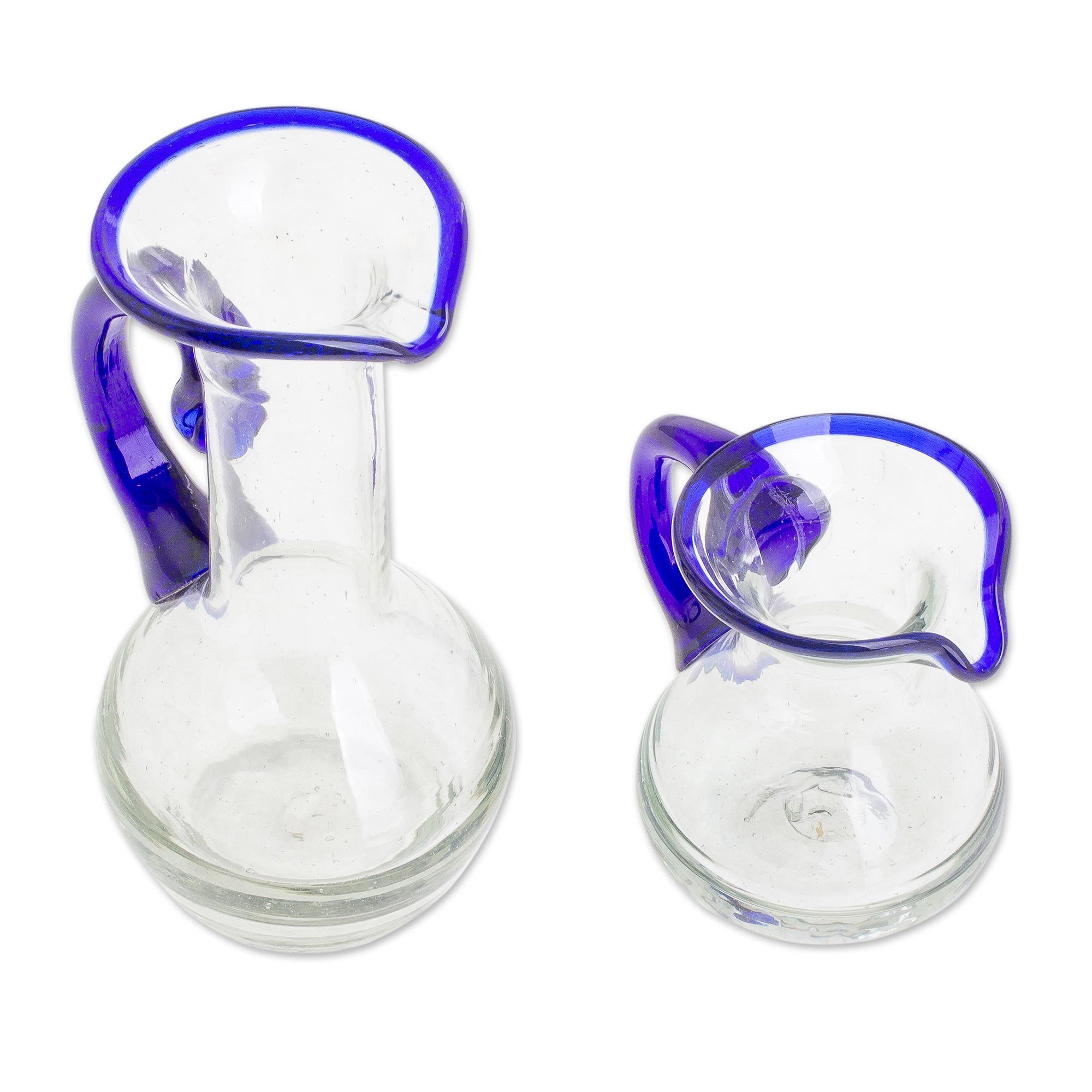 Premium Handblown Recycled Glass Pitchers - Eco-Friendly Pair