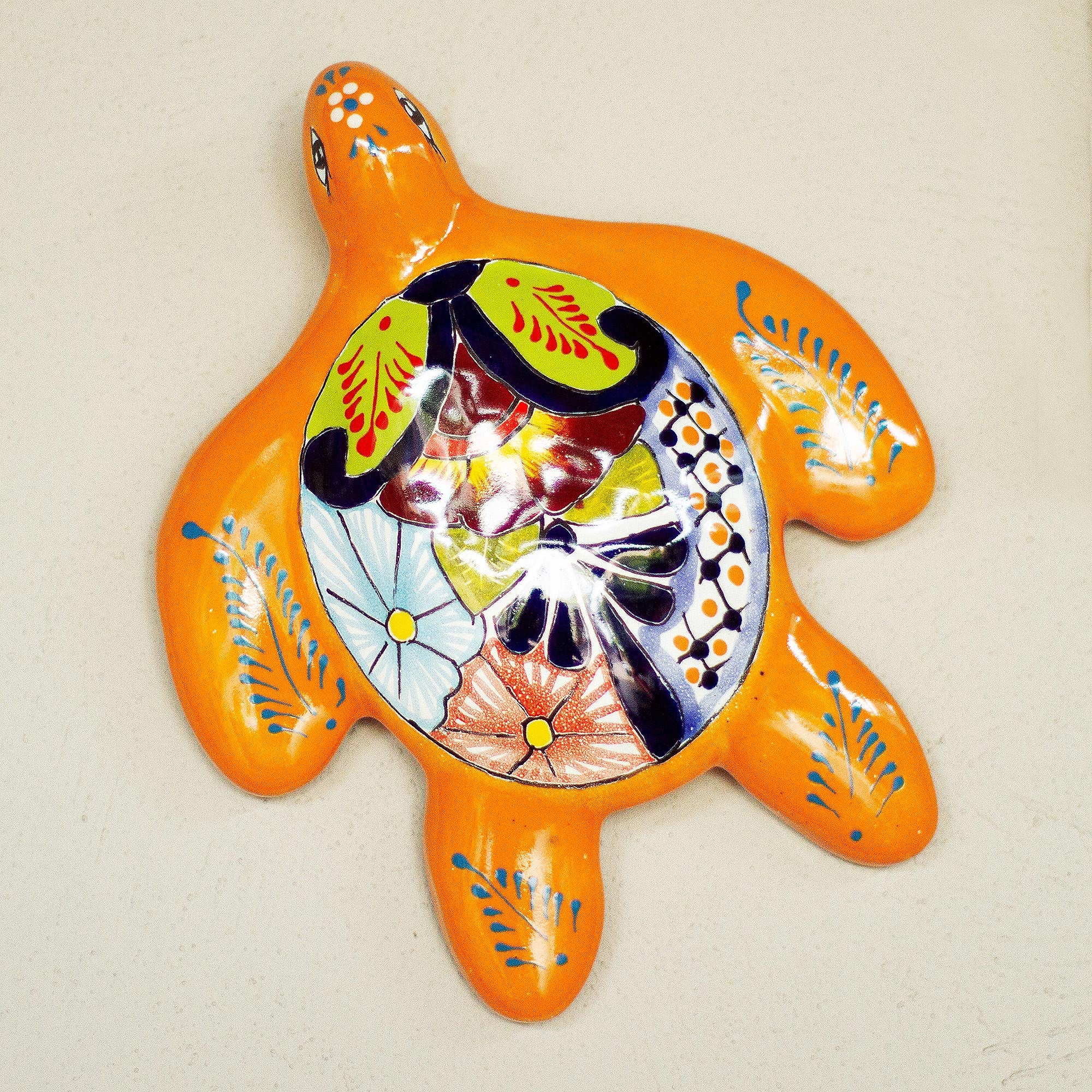 Premium Talavera Ceramic Turtle Wall Sculpture – Handcrafted in Mexico