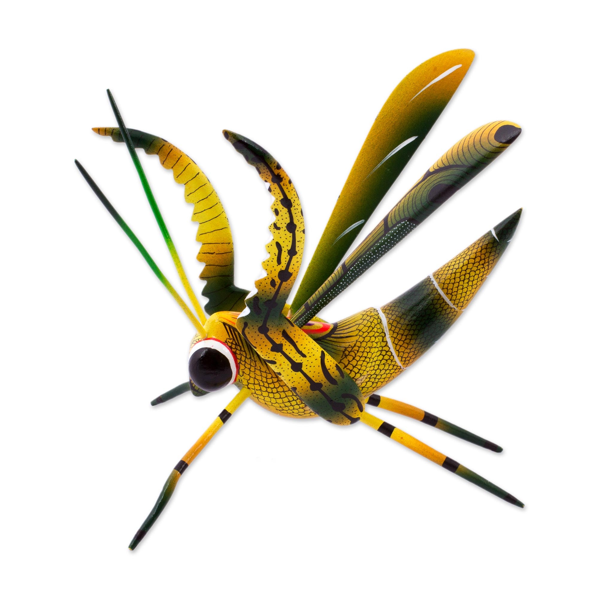 Premium Handcrafted Yellow Cricket Alebrije Sculpture – Symbol of Good Luck from Mexico