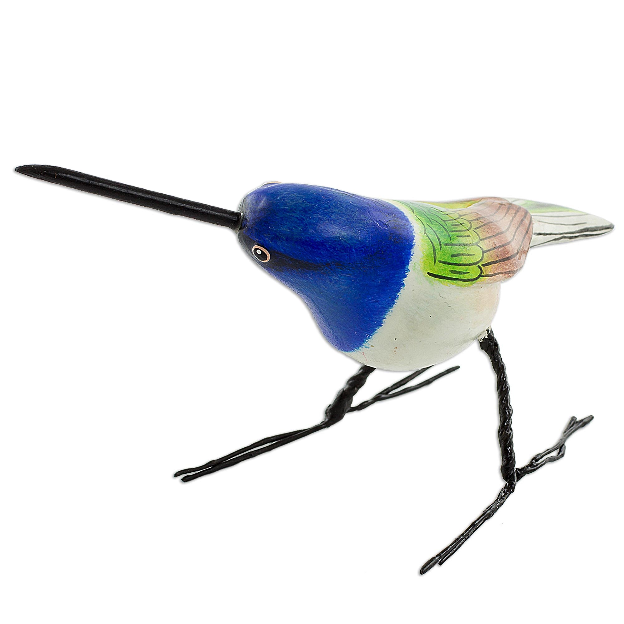 Premium Handmade Jacobin Hummingbird Figurine - Artisan Crafted Ceramic Bird Sculpture