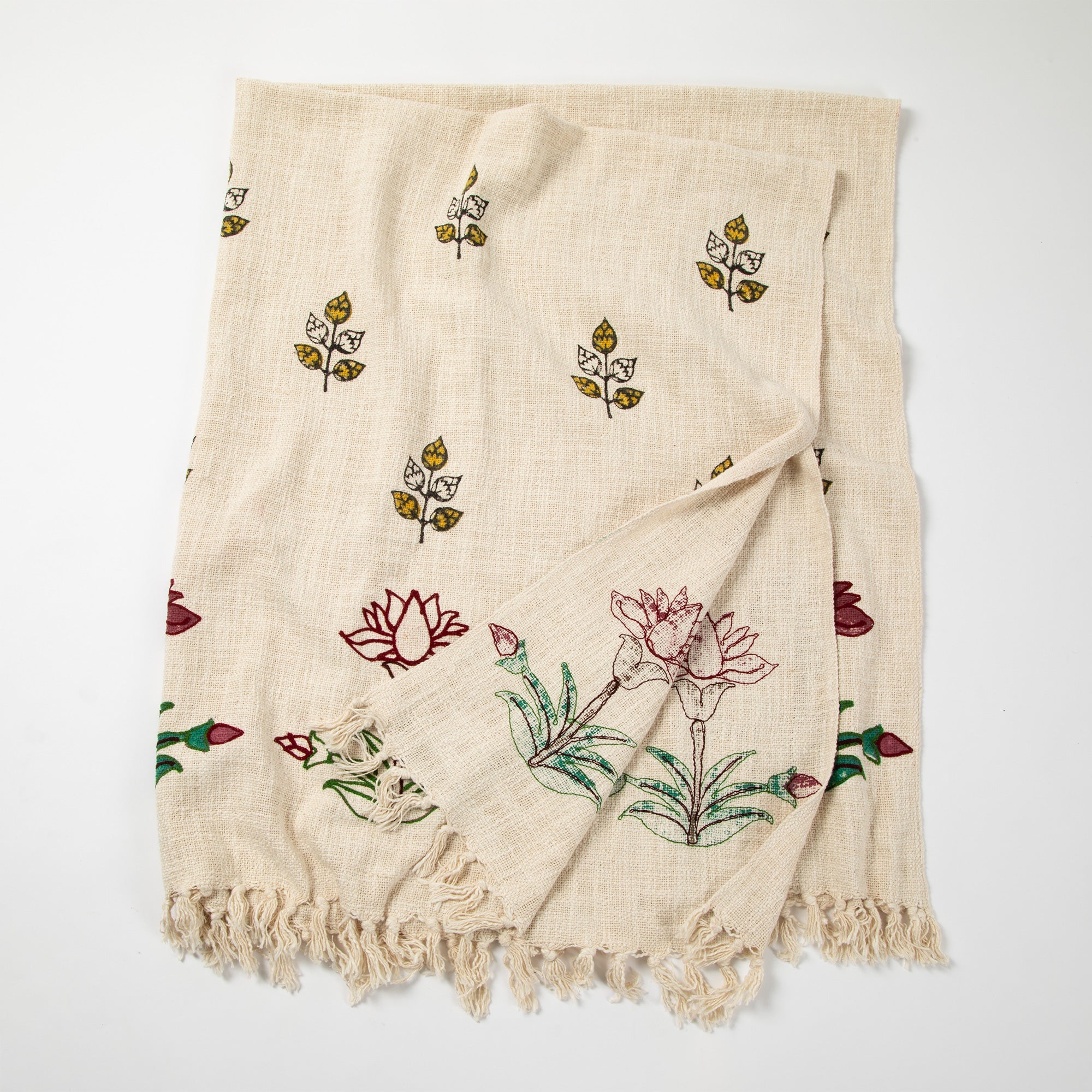 Premium Woven Floral Cotton Throw Blanket