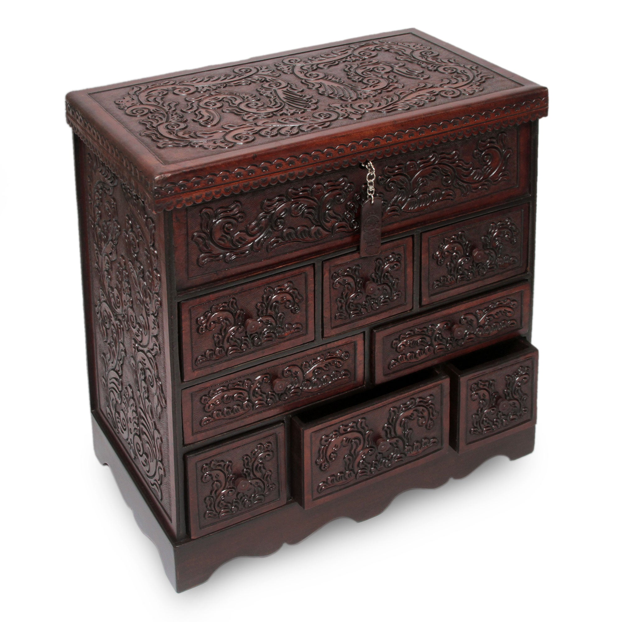 Premium Handcrafted Leather Jewelry Box with Mirror – Travel Chest Inspired by Peru