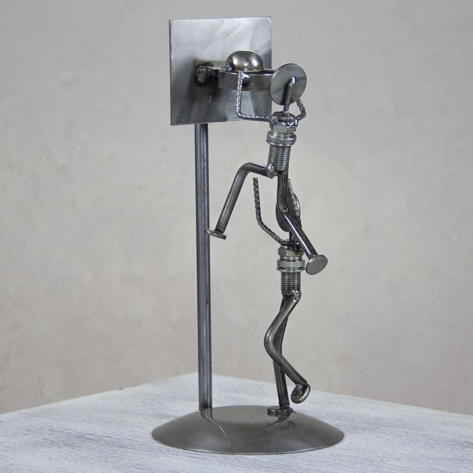 Premium Rustic Basketball Final Recycled Metal Sculpture - Handcrafted Art Piece