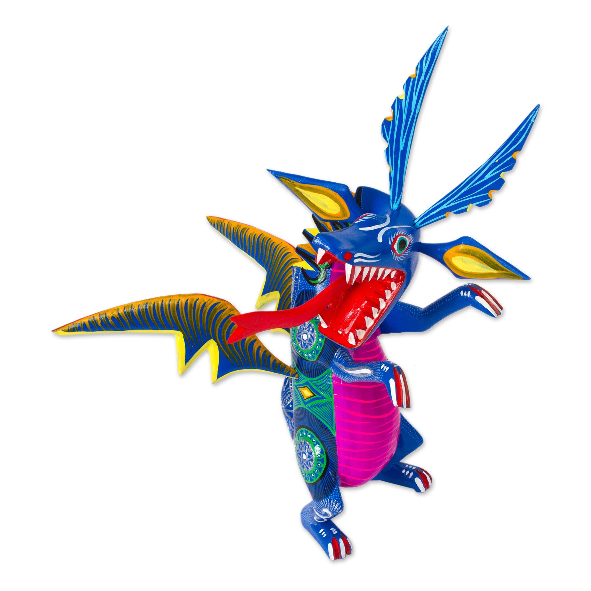 Premium Hand-Painted Wood Dragon Alebrije Art Piece - Authentic Mexican Folk Art