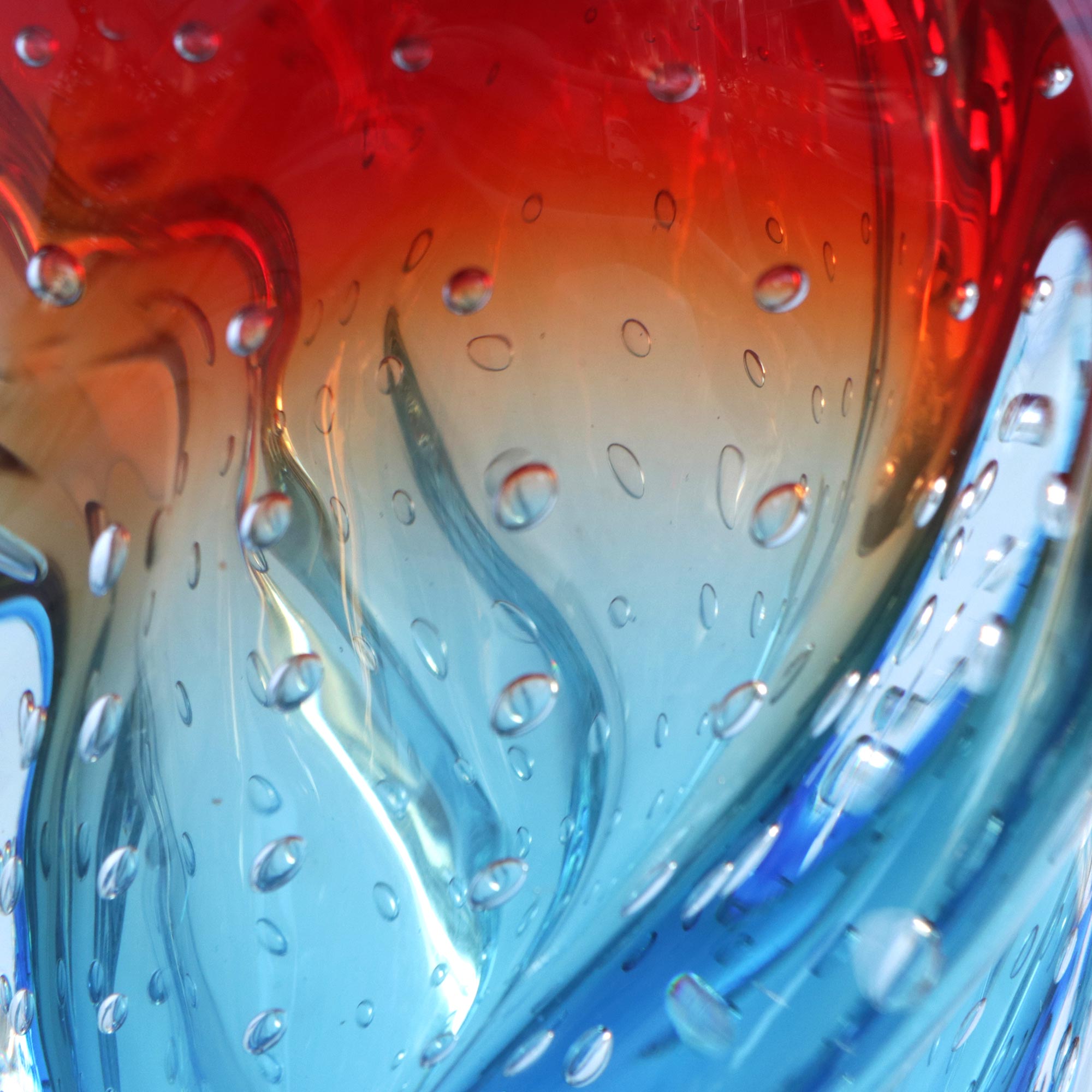 Premium Handblown Art Glass Vase - Blue and Red Twist from Brazil