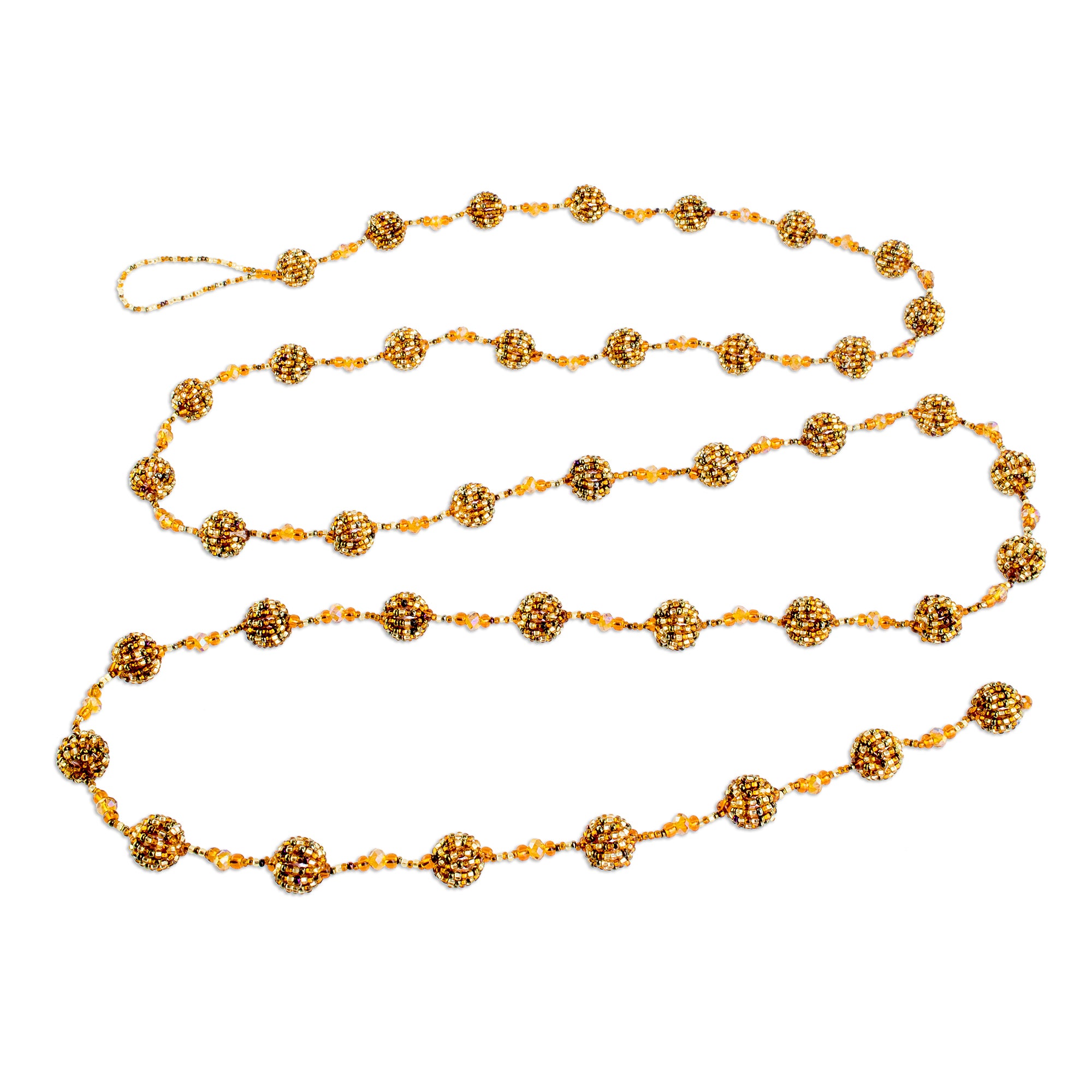 Premium Orange & Gold Glass Beaded Holiday Garland from Guatemala