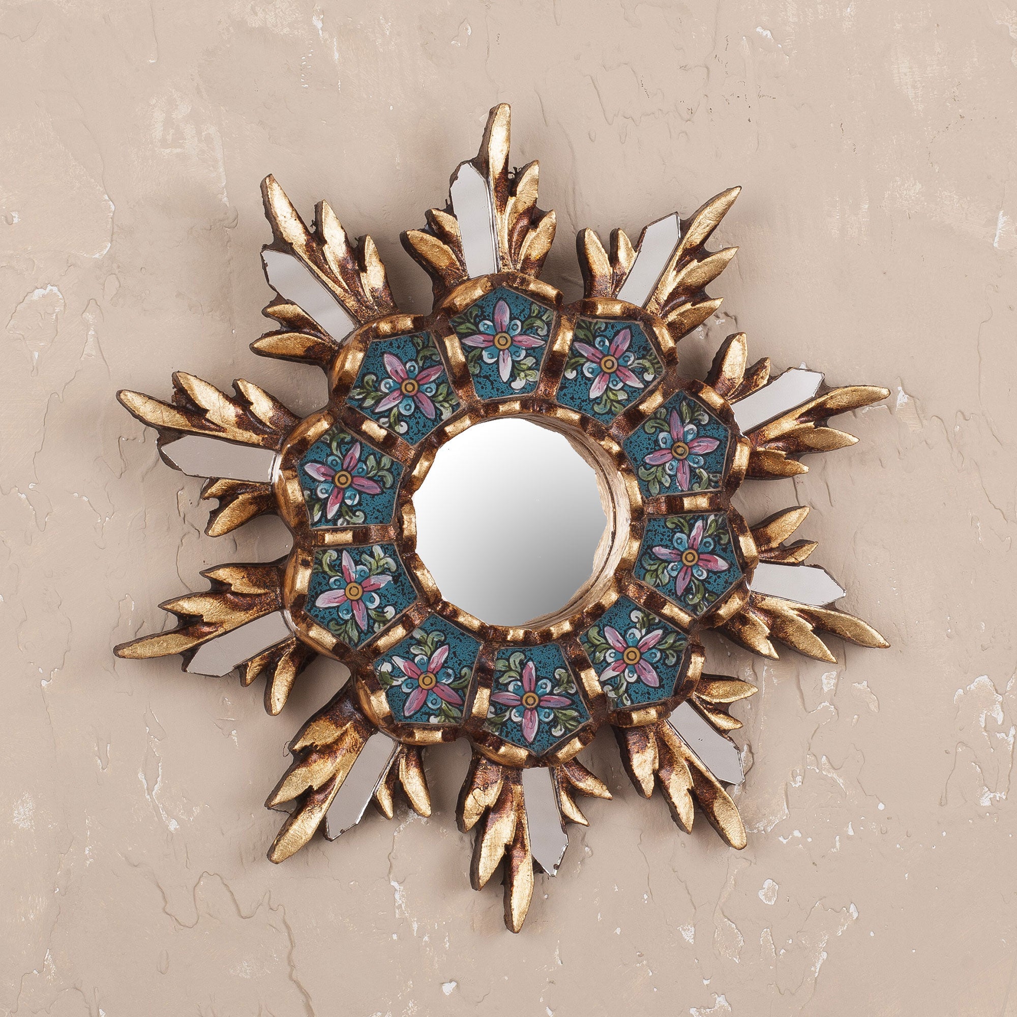 Premium Cuzco Snowflake Colonial Reverse Painted Glass Wall Mirror