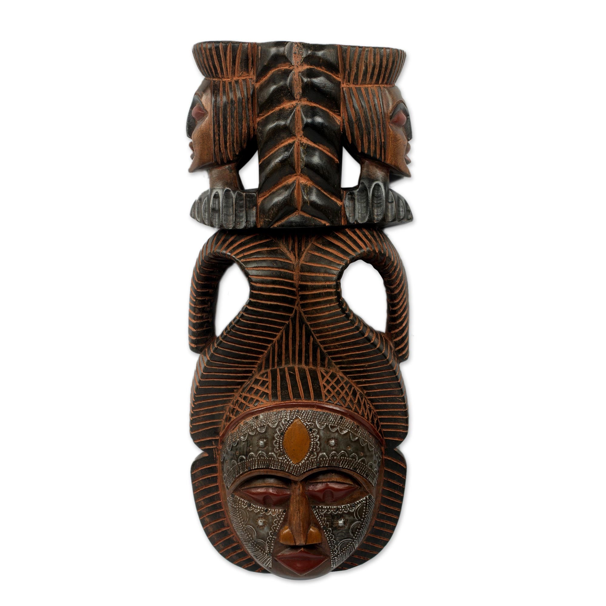 Premium Handcrafted African Wall Art: Vigilant Woman Mask by Victor Dushie