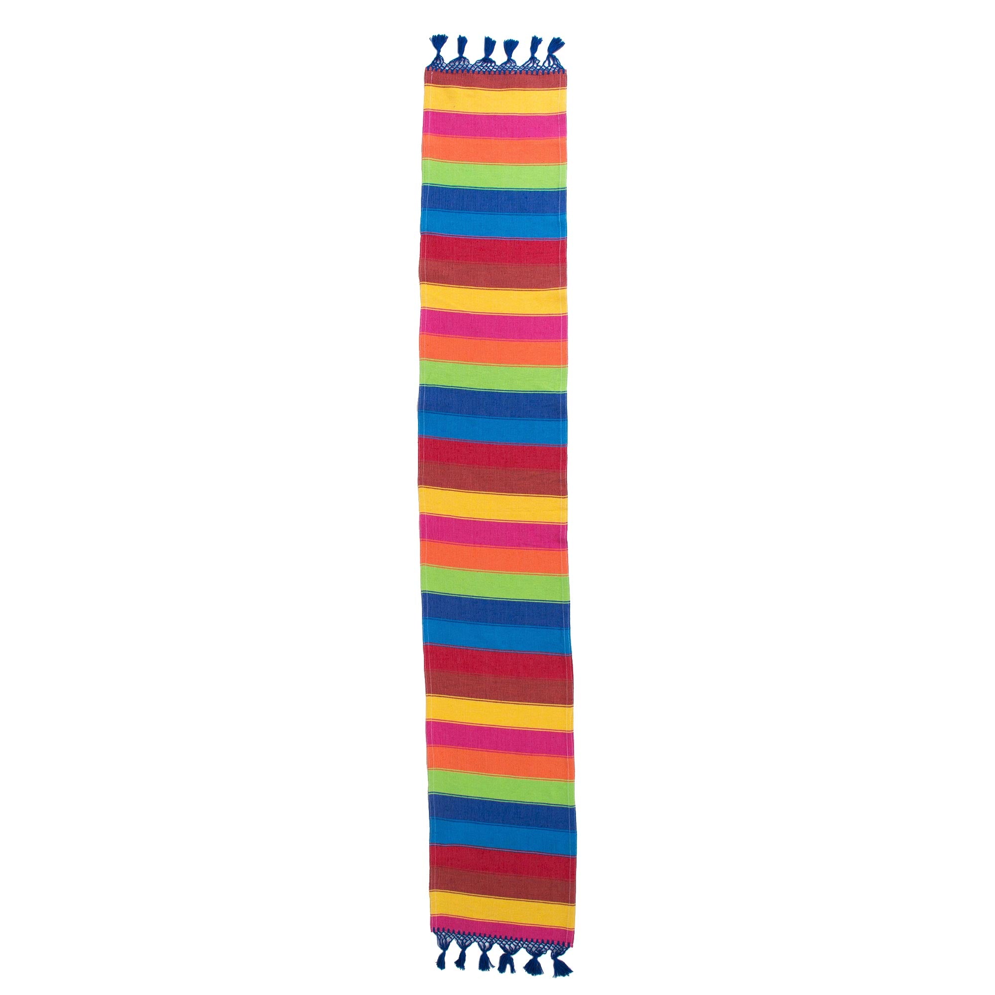 Premium Handwoven Mexican Cotton Table Runner - Shimmering Rainbow Design