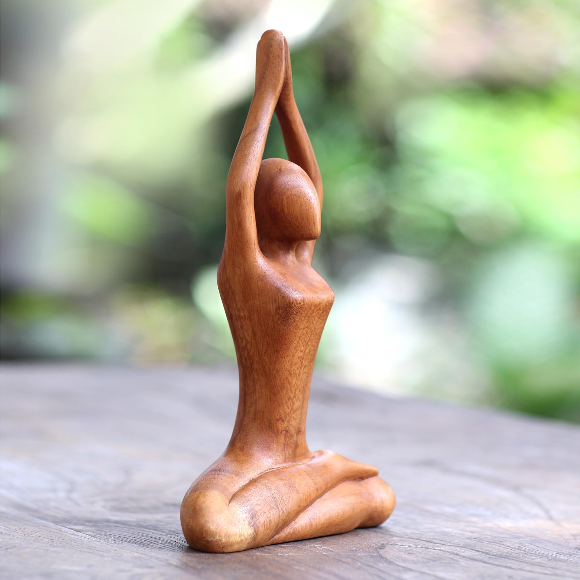 Premium Suar Wood Yoga Sculpture - Hand Carved Utkatasana Pose