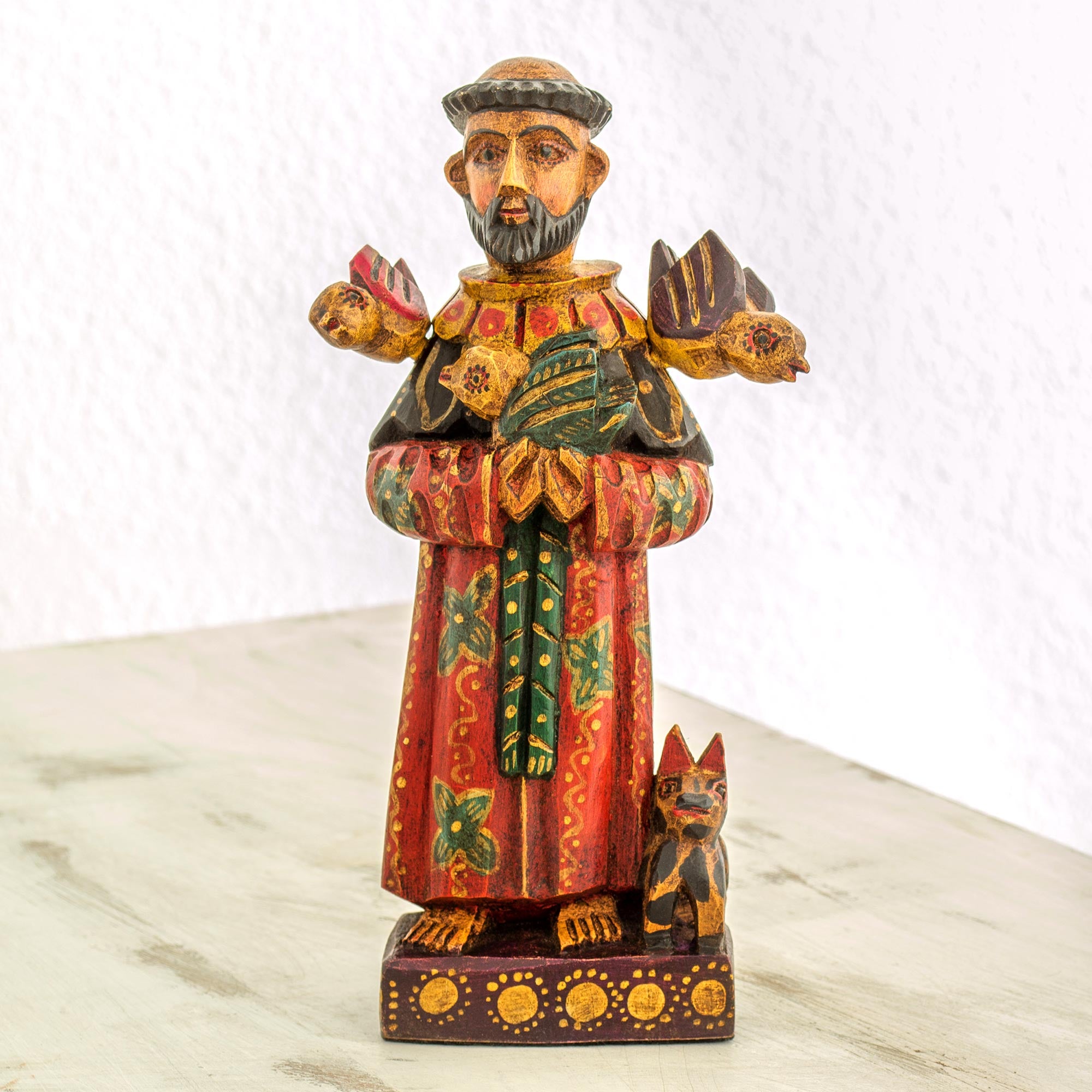 Premium Hand-Painted Saint Francis Statuette with Removable Birds