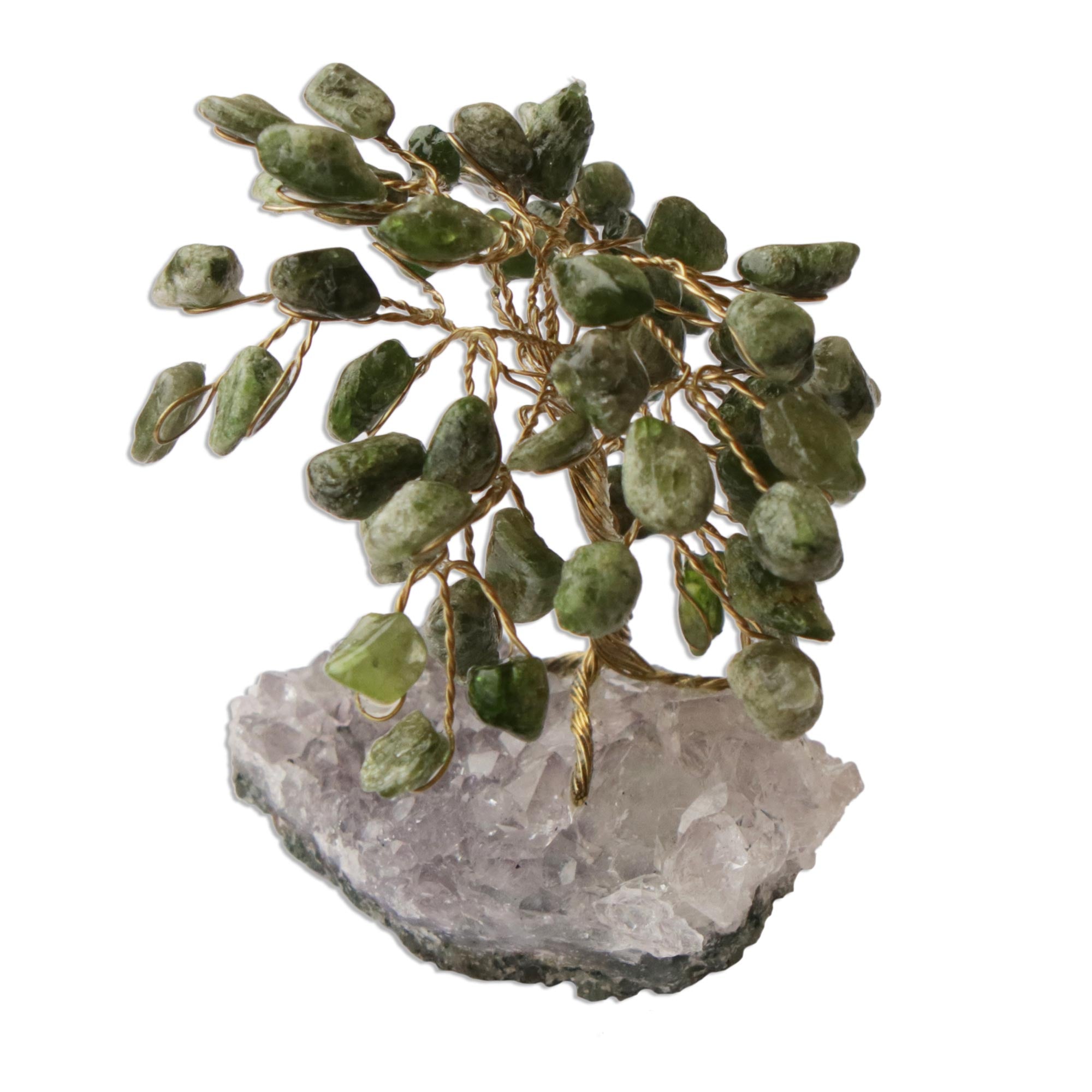 Premium Diopside & Amethyst Gemstone Tree Sculpture – Nature's Harmony