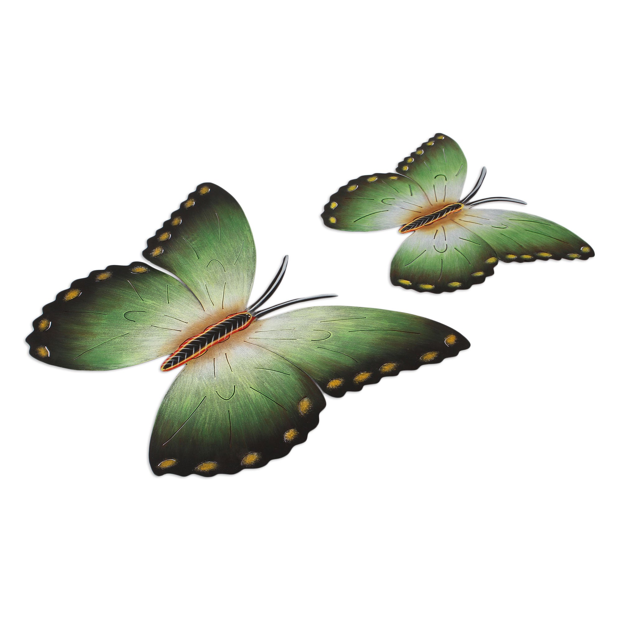 Premium Bamboo Butterflies Steel Wall Art - Handcrafted Pair